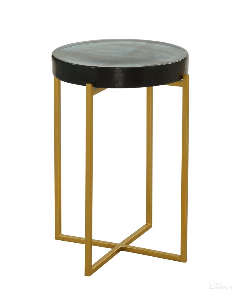 The appearance of Marilee Accent Table In Blue and Gold designed by Bassett Mirror Company in the modern / contemporary interior design. This blue/gold piece of furniture  was selected by 1StopBedrooms from Marilee Collection to add a touch of cosiness and style into your home. Sku: 9913-LR-221. Material: Glass.
