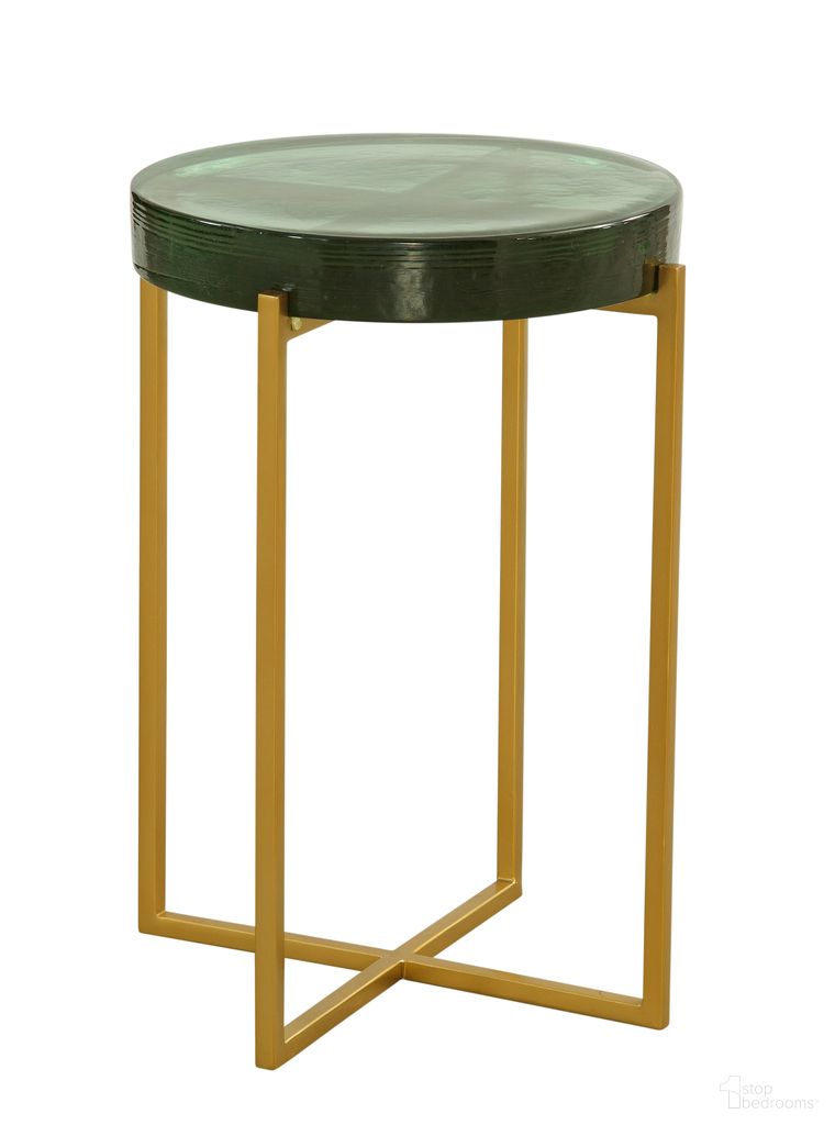The appearance of Marilee Accent Table In Gold and Green designed by Bassett Mirror Company in the modern / contemporary interior design. This gold and green piece of furniture  was selected by 1StopBedrooms from Marilee Collection to add a touch of cosiness and style into your home. Sku: 9913-LR-222. Material: Glass.