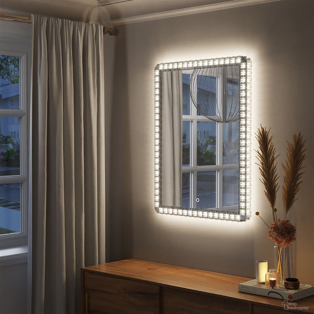 Marilyn 40 Inch Illuminated Rectangular Wall Mirror In Chrome