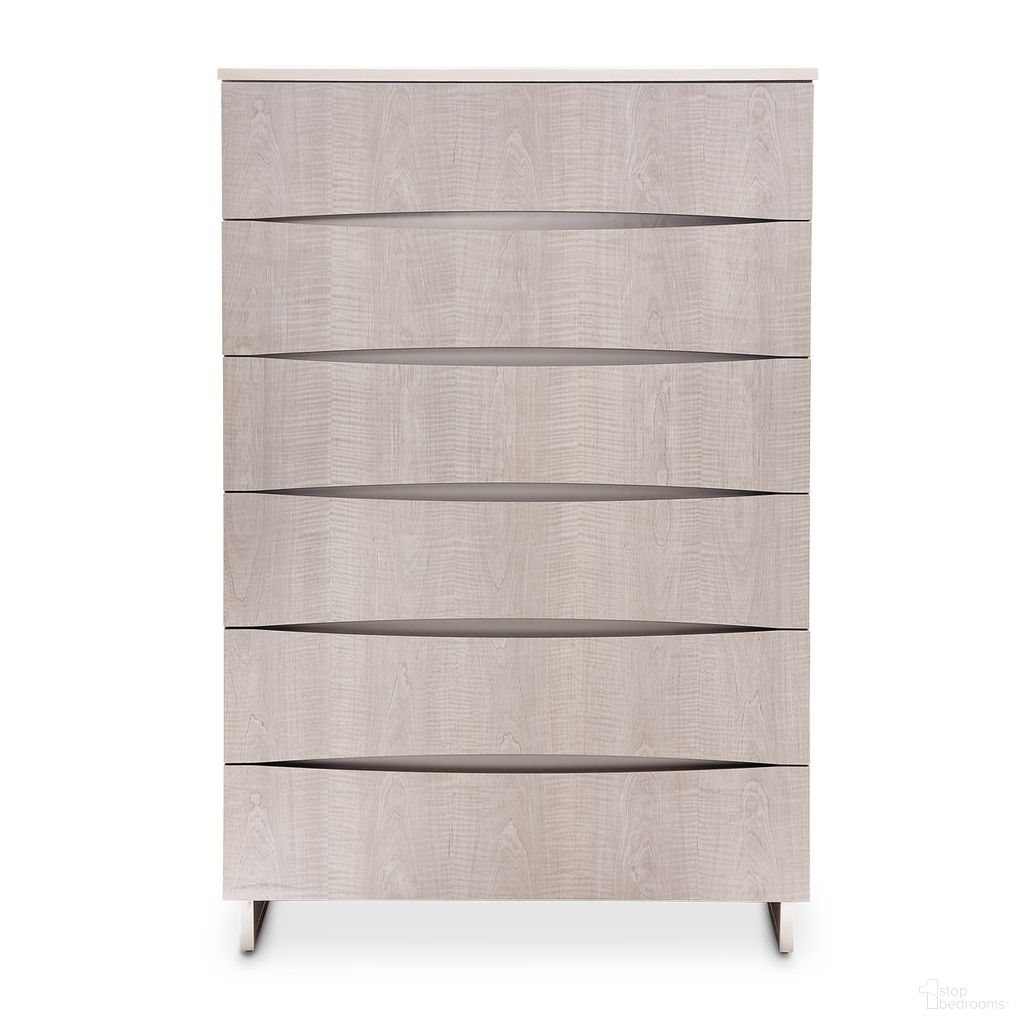 The appearance of Marin 6-Drawer Chest In Greige designed by Michael Amini in the modern / contemporary interior design. This greige piece of furniture was selected by 1StopBedrooms from Marin Collection to add a touch of cosiness and style into your home. Sku: NKI-MRIN070SA-139. Material: Wood.