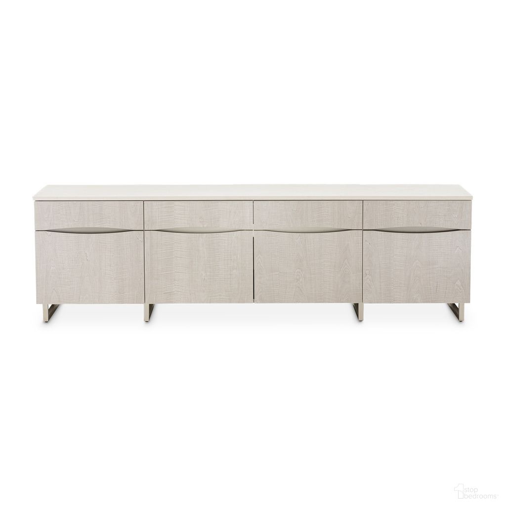 The appearance of Marin Media Cabinet In Greige designed by Michael Amini in the modern / contemporary interior design. This greige piece of furniture was selected by 1StopBedrooms from Marin Collection to add a touch of cosiness and style into your home. Sku: NKI-MRIN081-139. Material: Wood.
