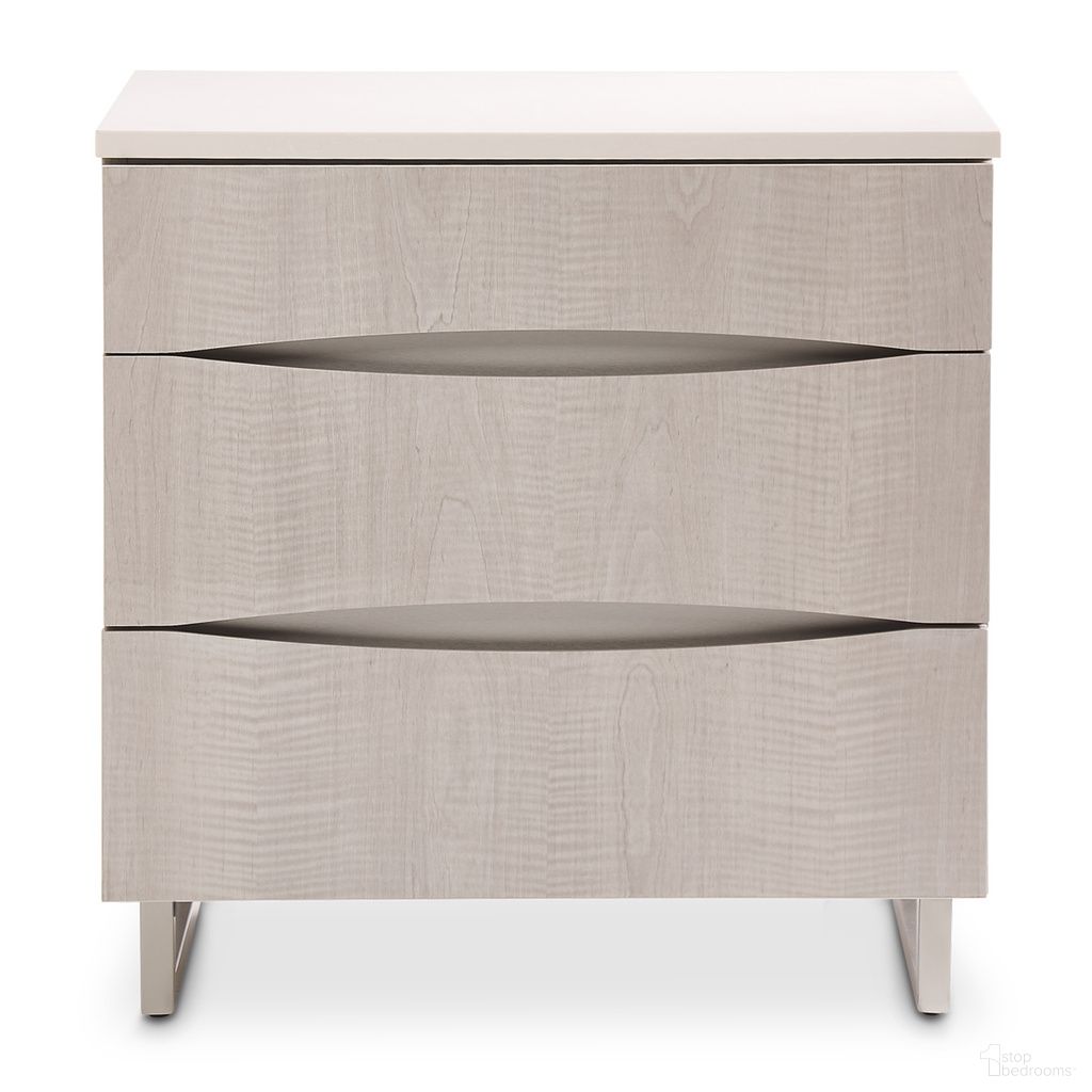 The appearance of Marin Nightstand In Greige designed by Michael Amini in the modern / contemporary interior design. This greige piece of furniture was selected by 1StopBedrooms from Marin Collection to add a touch of cosiness and style into your home. Sku: NKI-MRIN040-139. Material: Wood.