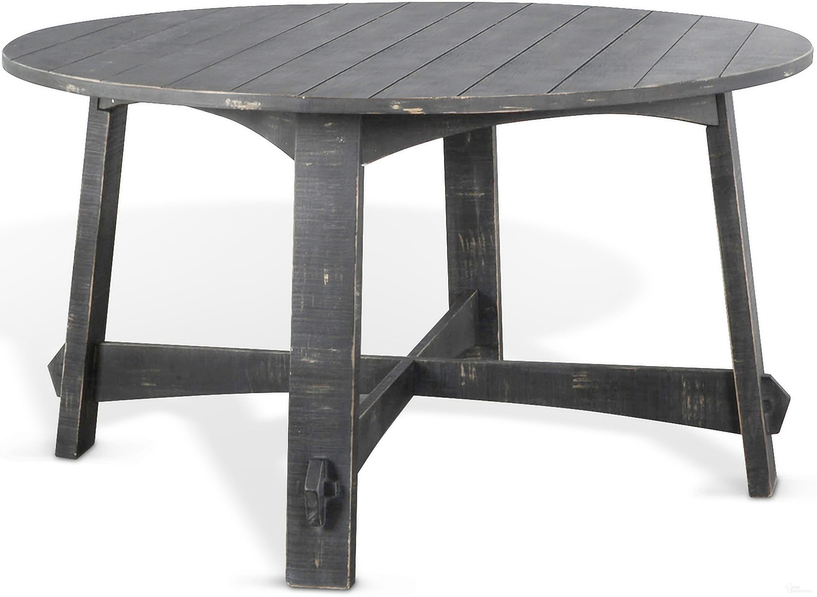 The appearance of Marina Black Sand 54 Inch Dining Table In Black designed by Sunny Designs in the modern / contemporary interior design. This black sand piece of furniture was selected by 1StopBedrooms from Marina Collection to add a touch of cosiness and style into your home. Sku: 1171BS. Table Base Style: Trestle. Table Top Shape: Round. Size: 54". Material: Solid Wood.
