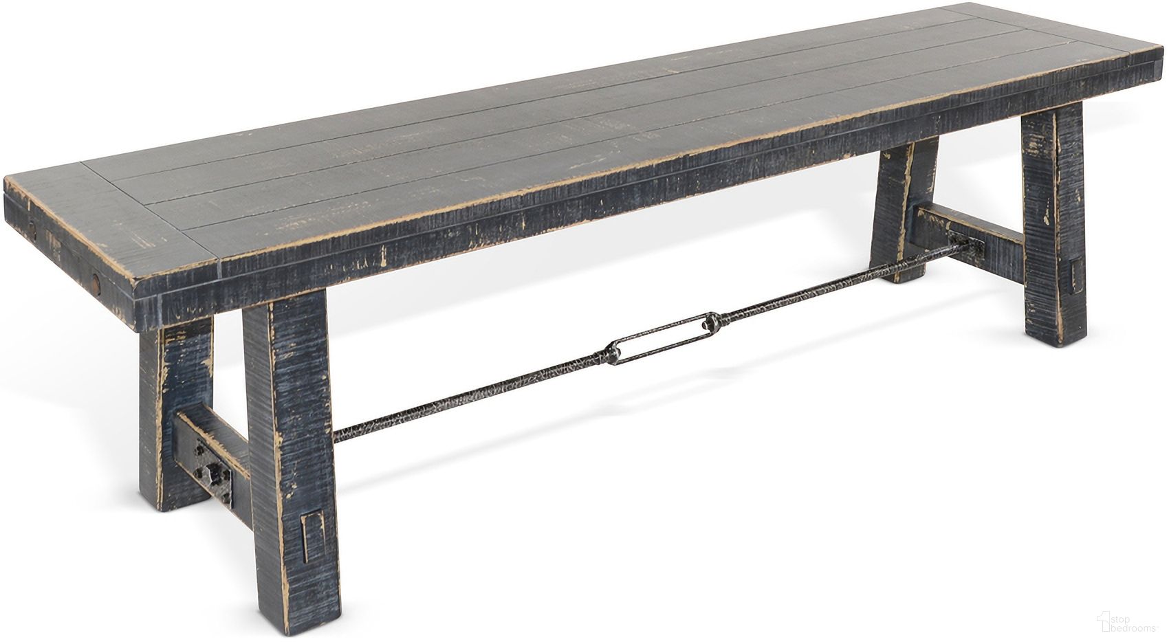 The appearance of Marina 64 Inch Wood Seat Bench with Turnbuckle In Sand Black designed by Sunny Designs in the country / farmhouse interior design. This black sand piece of furniture was selected by 1StopBedrooms from Marina Collection to add a touch of cosiness and style into your home. Sku: 1615BS. Material: Solid Wood.