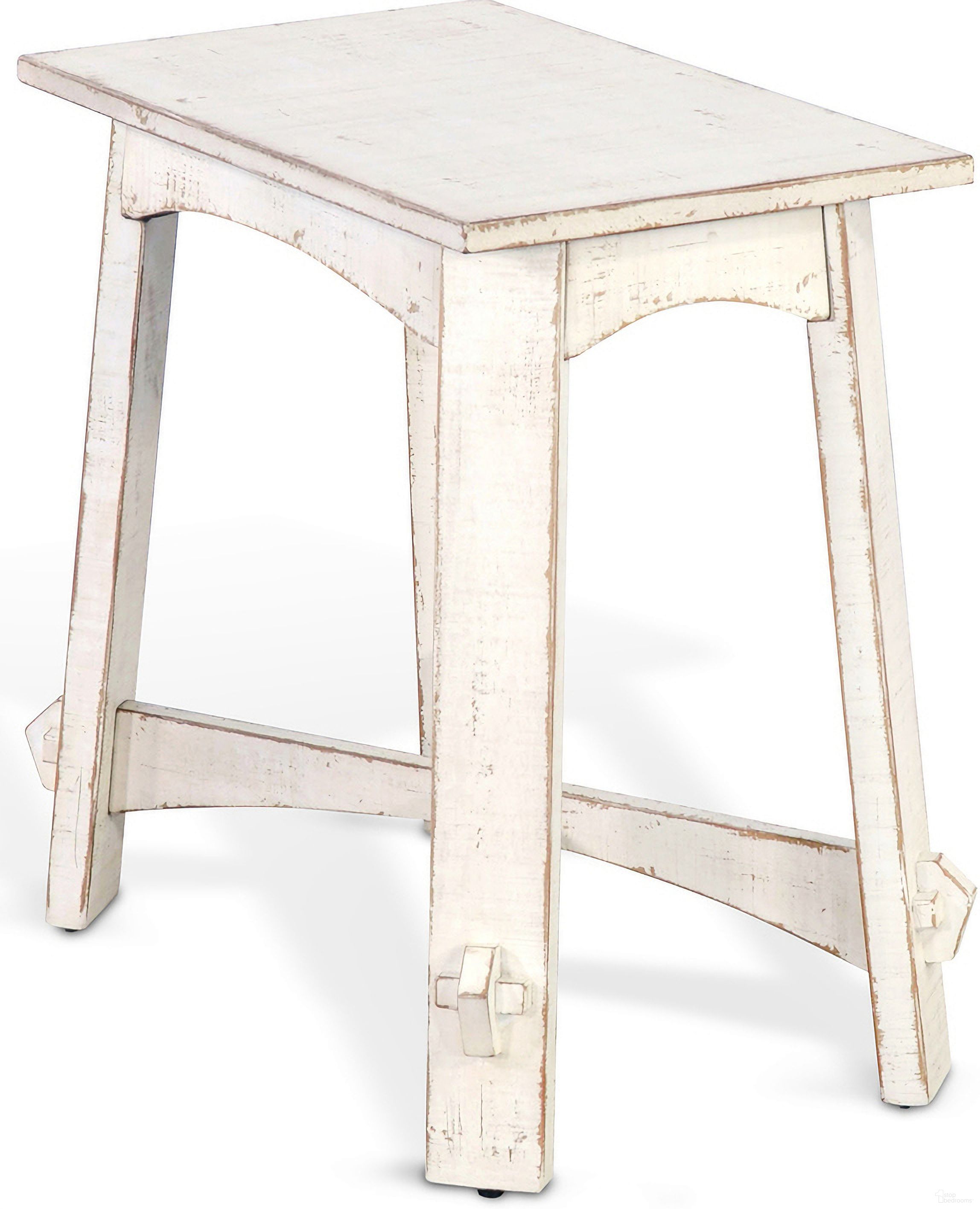 The appearance of Marina Chair Side Table In White Sand designed by Sunny Designs in the coastal interior design. This white sand piece of furniture  was selected by 1StopBedrooms from Marina Collection to add a touch of cosiness and style into your home. Sku: 3172WS-CS. Material: Solid Wood.
