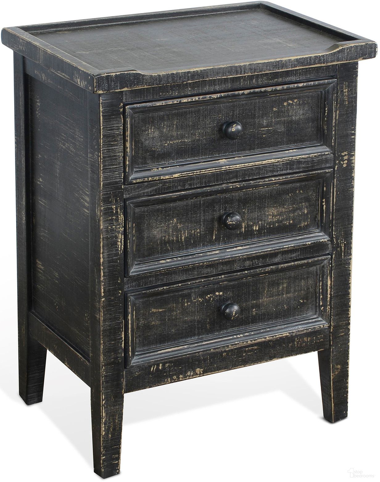 The appearance of Marina End Table In Sand Black designed by Sunny Designs in the modern / contemporary interior design. This black sand piece of furniture  was selected by 1StopBedrooms from Marina Collection to add a touch of cosiness and style into your home. Sku: 2080BS. Material: Solid Wood.