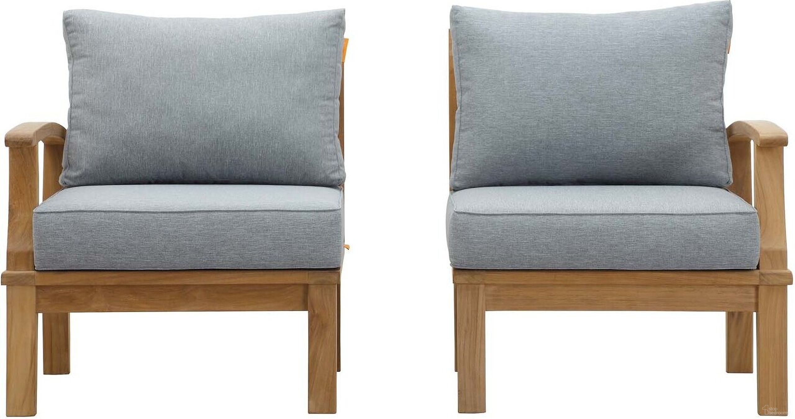 The appearance of Marina 2 Piece Outdoor Patio Teak Set In Natural and Gray designed by Modway in the modern / contemporary interior design. This grey and natural piece of furniture was selected by 1StopBedrooms from Marina Collection to add a touch of cosiness and style into your home. Sku: EEI-1143-CUSHION-GRY;EEI-1148-NAT;EEI-1149-NAT;EEI-1143-CUSHION-GRY. Material: Wood.