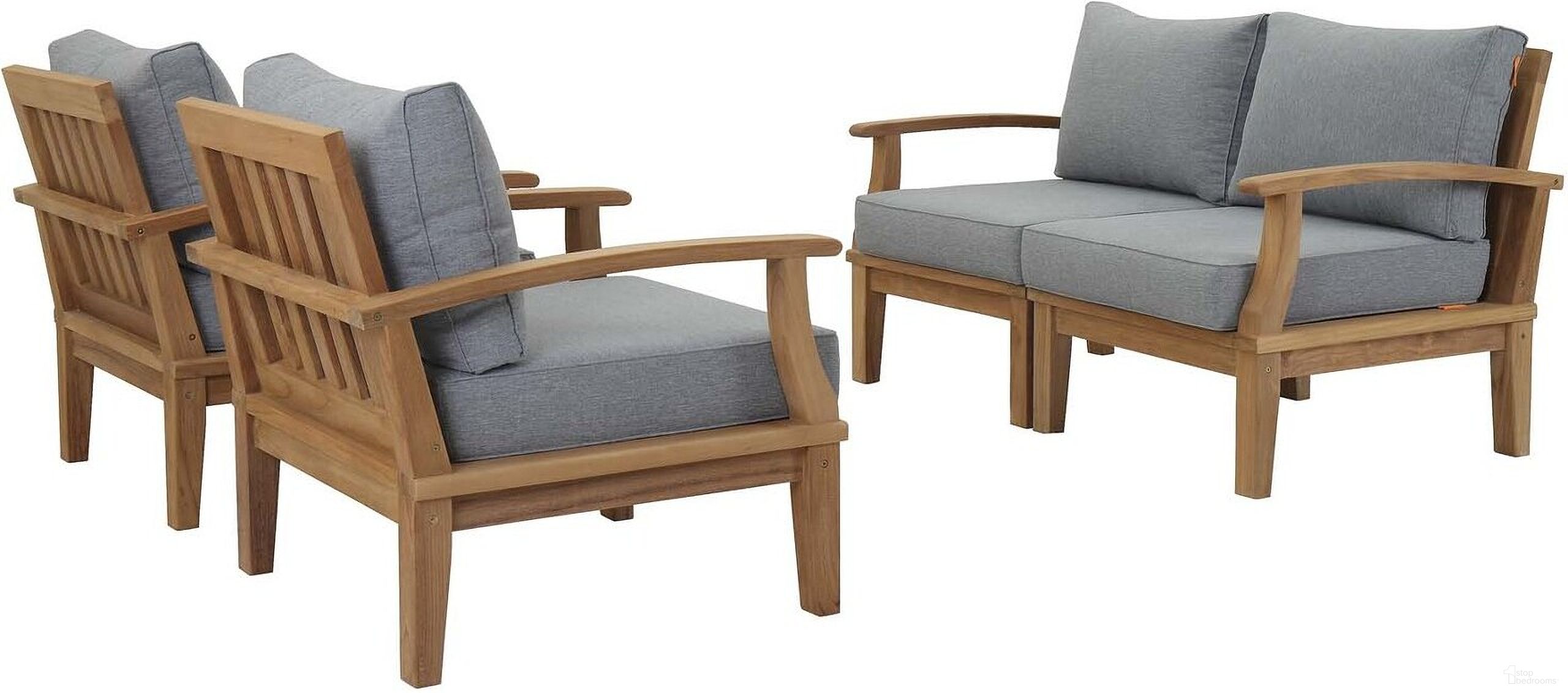 The appearance of Marina 4 Piece Outdoor Patio Teak Set In Natural and Gray designed by Modway in the modern / contemporary interior design. This grey and natural piece of furniture was selected by 1StopBedrooms from Marina Collection to add a touch of cosiness and style into your home. Sku: EEI-1143-CUSHION-GRY;EEI-1143-NAT-WHI;EEI-1148-NAT;EEI-1149-NAT;EEI-1143-CUSHION-GRY;EEI-1143-NAT-WHI;EEI-1143-CUSHION-GRY;EEI-1143-CUSHION-GRY. Material: Wood.