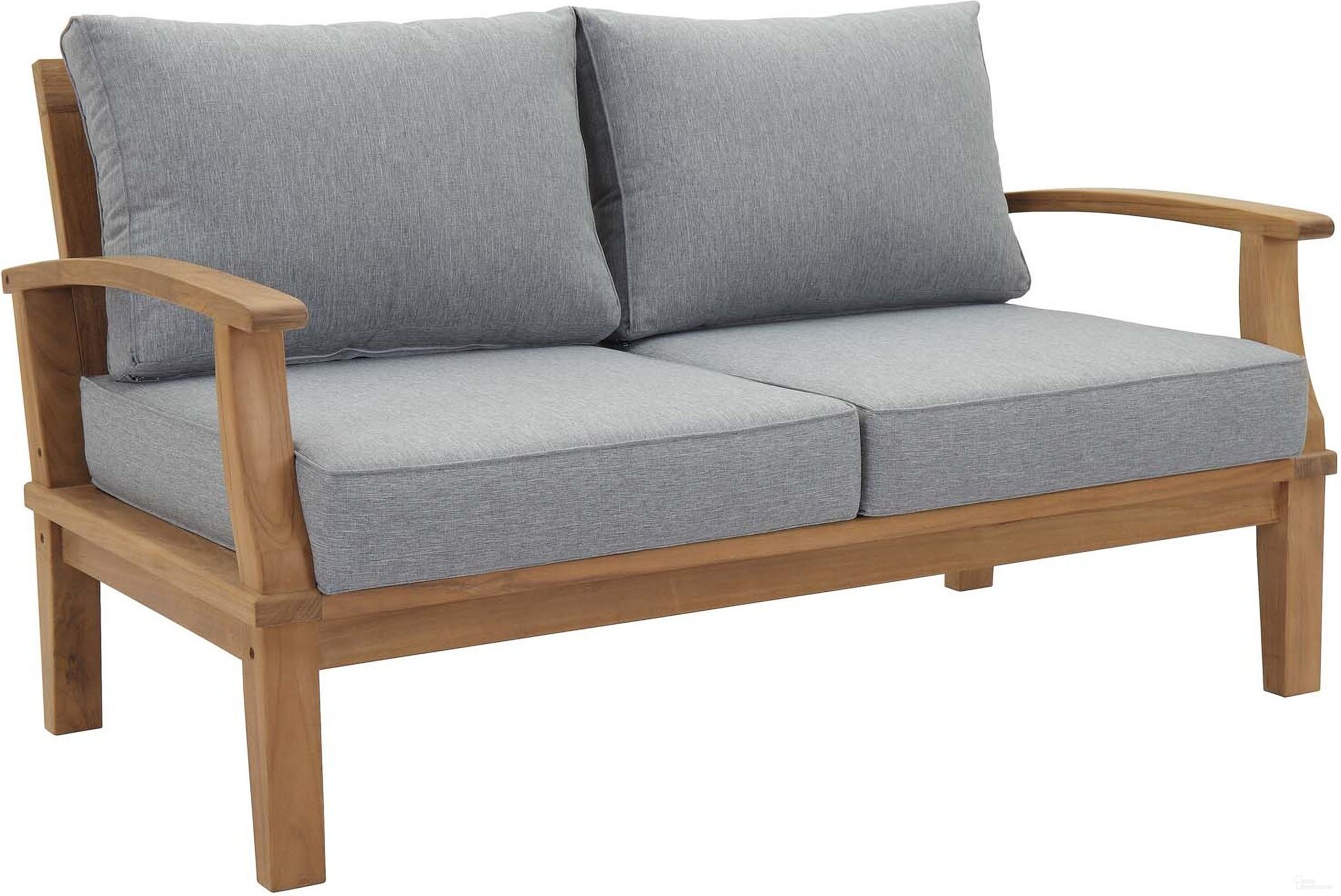 The appearance of Marina Gray Outdoor Patio Teak Loveseat designed by Modway in the modern / contemporary interior design. This gray piece of furniture  was selected by 1StopBedrooms from Marina Collection to add a touch of cosiness and style into your home. Sku: EEI-1143-CUSHION-GRY;EEI-1144-NAT-WHI;EEI-1143-CUSHION-GRY. Material: Wood.