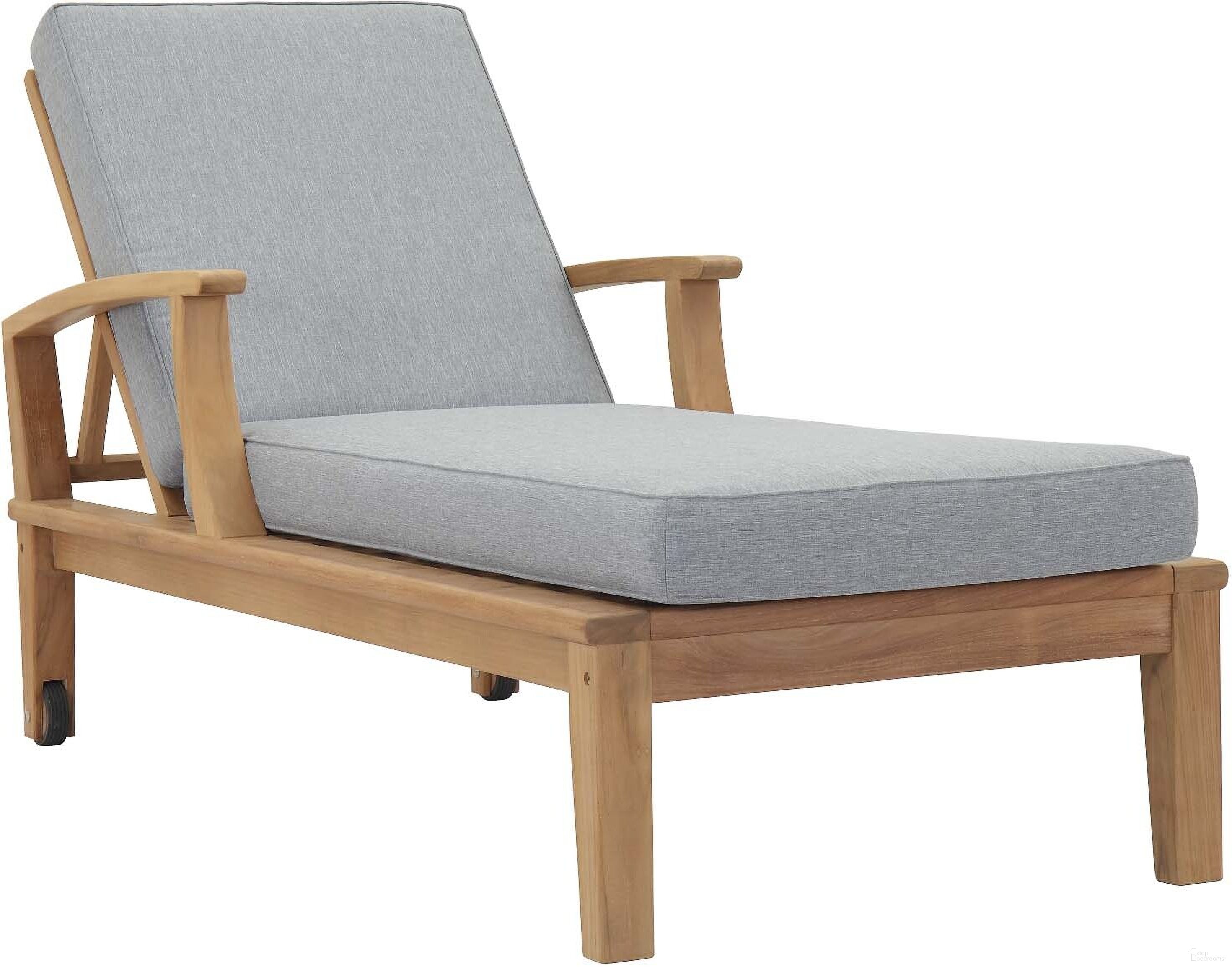 The appearance of Marina Gray Outdoor Patio Teak Single Chaise designed by Modway in the modern / contemporary interior design. This gray piece of furniture  was selected by 1StopBedrooms from Marina Collection to add a touch of cosiness and style into your home. Sku: EEI-1151-CUSHION-GRY;EEI-1151-NAT-WHI. Material: Wood.