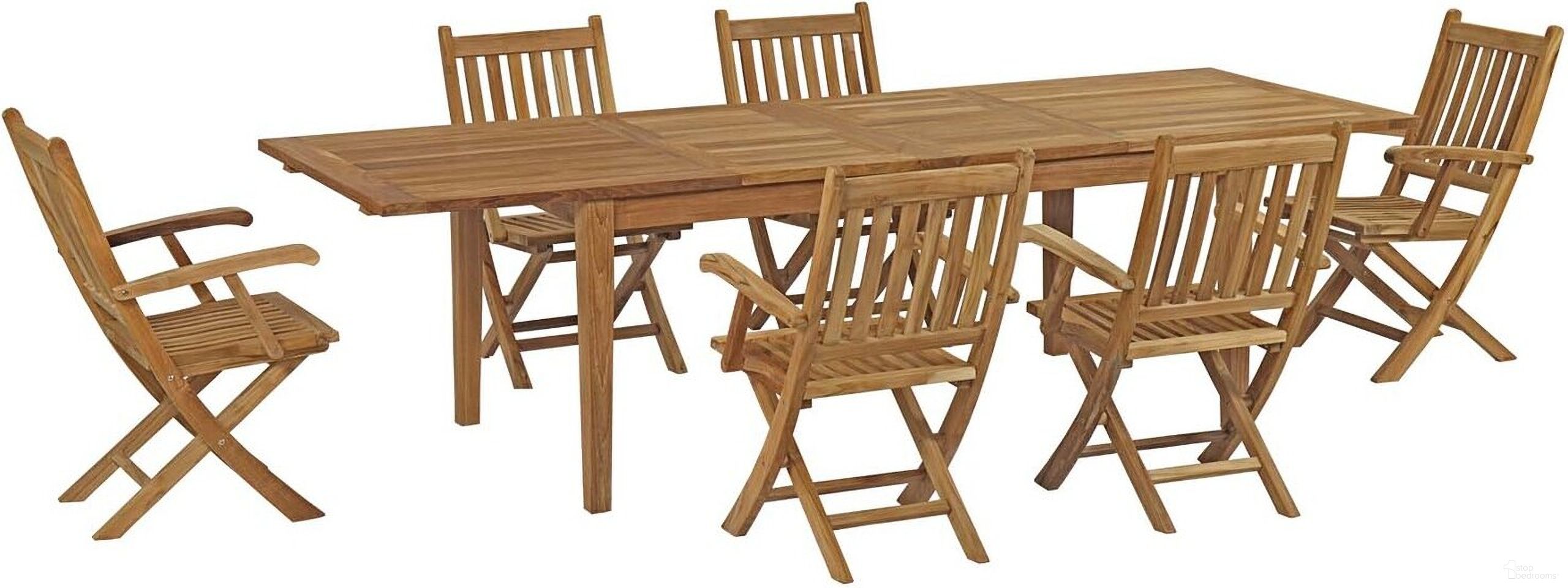 The appearance of Marina 7 Piece Outdoor Patio Teak Dining Set In Natural designed by Modway in the modern / contemporary interior design. This natural piece of furniture was selected by 1StopBedrooms from Marina Collection to add a touch of cosiness and style into your home. Sku: EEI-2703-NAT;EEI-2714-NAT;EEI-2703-NAT;EEI-2703-NAT;EEI-2703-NAT;EEI-2703-NAT;EEI-2703-NAT. Material: Wood.
