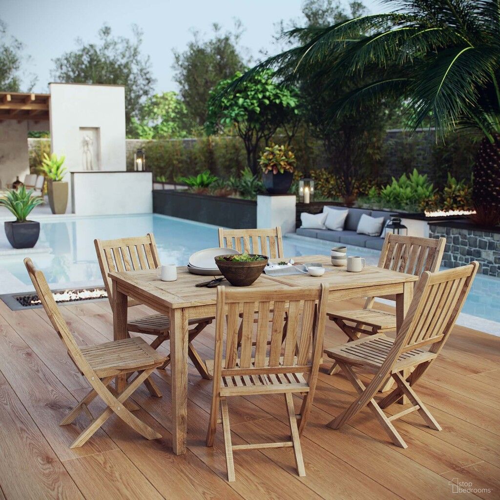 The appearance of Marina 7 Piece Outdoor Patio Teak Dining Set In Natural designed by Modway in the modern / contemporary interior design. This natural piece of furniture was selected by 1StopBedrooms from Marina Collection to add a touch of cosiness and style into your home. Sku: EEI-2702-NAT;EEI-2716-NAT;EEI-2702-NAT;EEI-2702-NAT;EEI-2702-NAT;EEI-2702-NAT;EEI-2702-NAT. Material: Wood.