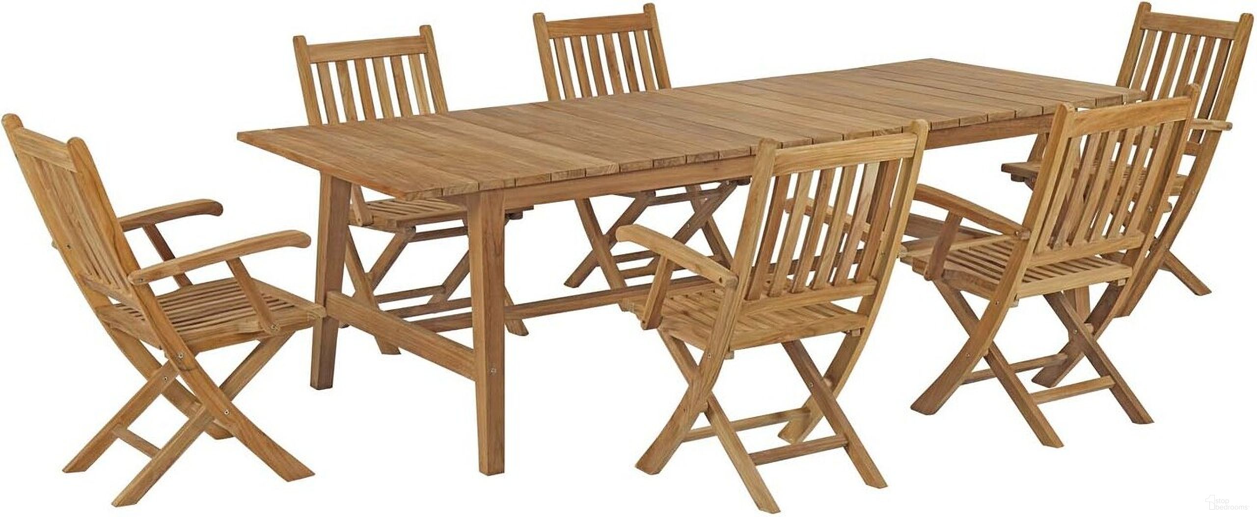 The appearance of Marina 7 Piece Outdoor Patio Teak Dining Set In Natural designed by Modway in the modern / contemporary interior design. This natural piece of furniture was selected by 1StopBedrooms from Marina Collection to add a touch of cosiness and style into your home. Sku: EEI-2703-NAT;EEI-2713-NAT;EEI-2703-NAT;EEI-2703-NAT;EEI-2703-NAT;EEI-2703-NAT;EEI-2703-NAT. Material: Wood.