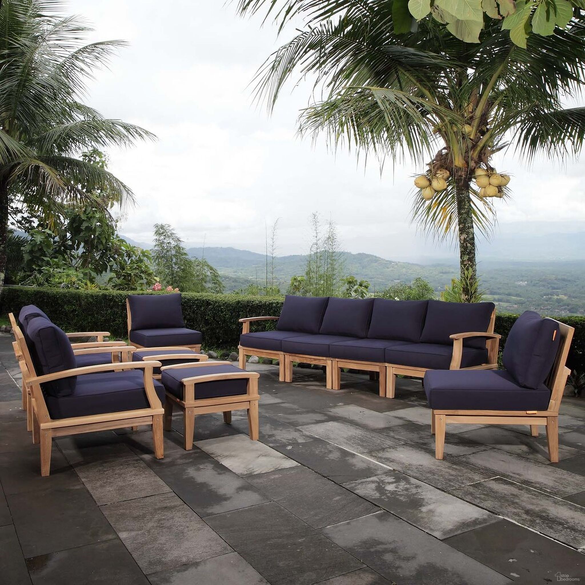 The appearance of Marina 10 Piece Outdoor Patio Teak Set In Natural and Navy designed by Modway in the modern / contemporary interior design. This navy and natural piece of furniture was selected by 1StopBedrooms from Marina Collection to add a touch of cosiness and style into your home. Sku: EEI-1143-CUSHION-NAV;EEI-1143-NAT-WHI;EEI-1148-NAT;EEI-1149-NAT;EEI-1150-NAT;EEI-1152-CUSHION-NAV;EEI-1152-NAT-WHI;EEI-1143-CUSHION-NAV;EEI-1143-NAT-WHI;EEI-1150-NAT;EEI-1152-CUSHION-NAV;EEI-1152-NAT-WHI;EEI-1143-CUSHION-NAV;EEI-1150-NAT;EEI-1143-CUSHION-. Material: Wood.