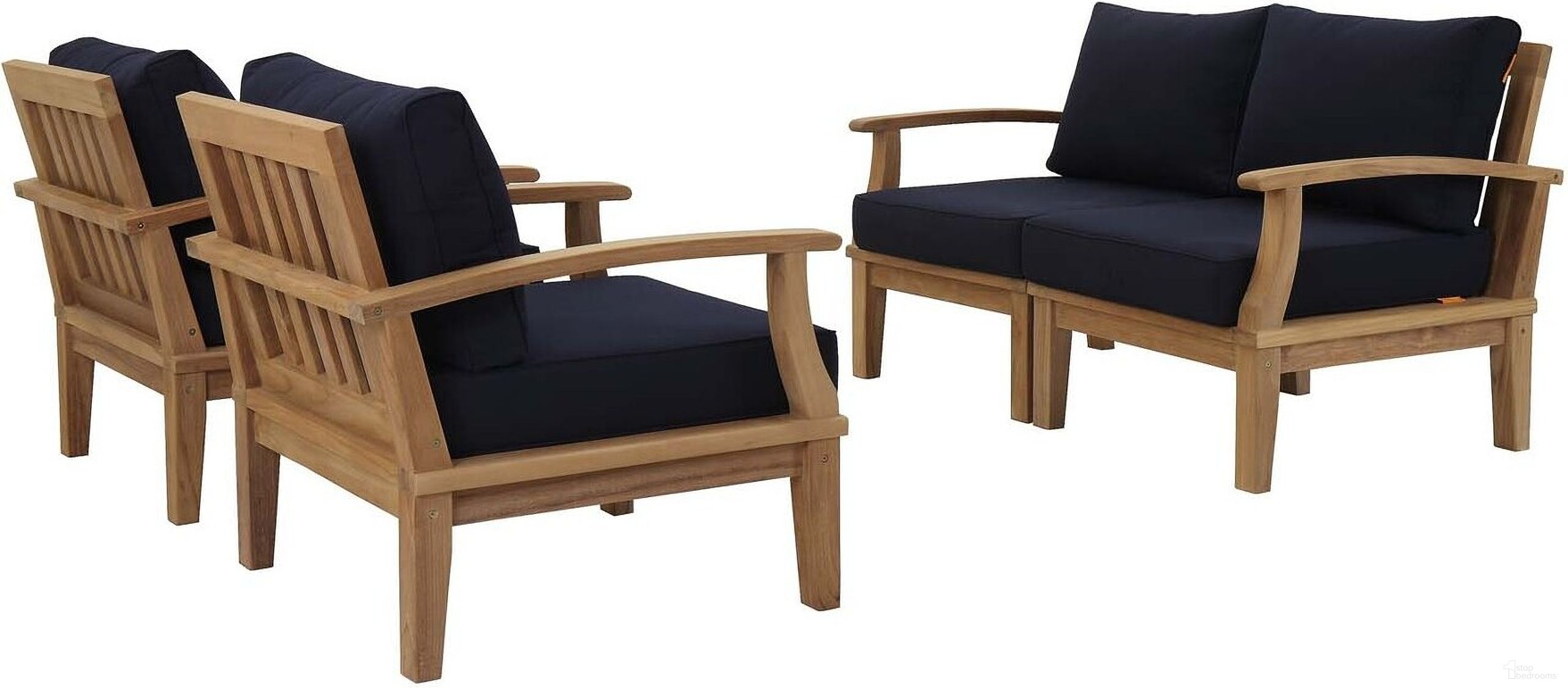 The appearance of Marina 4 Piece Outdoor Patio Teak Set In Natural and Navy designed by Modway in the modern / contemporary interior design. This navy and natural piece of furniture was selected by 1StopBedrooms from Marina Collection to add a touch of cosiness and style into your home. Sku: EEI-1143-CUSHION-NAV;EEI-1143-NAT-WHI;EEI-1148-NAT;EEI-1149-NAT;EEI-1143-CUSHION-NAV;EEI-1143-NAT-WHI;EEI-1143-CUSHION-NAV;EEI-1143-CUSHION-NAV. Material: Wood.