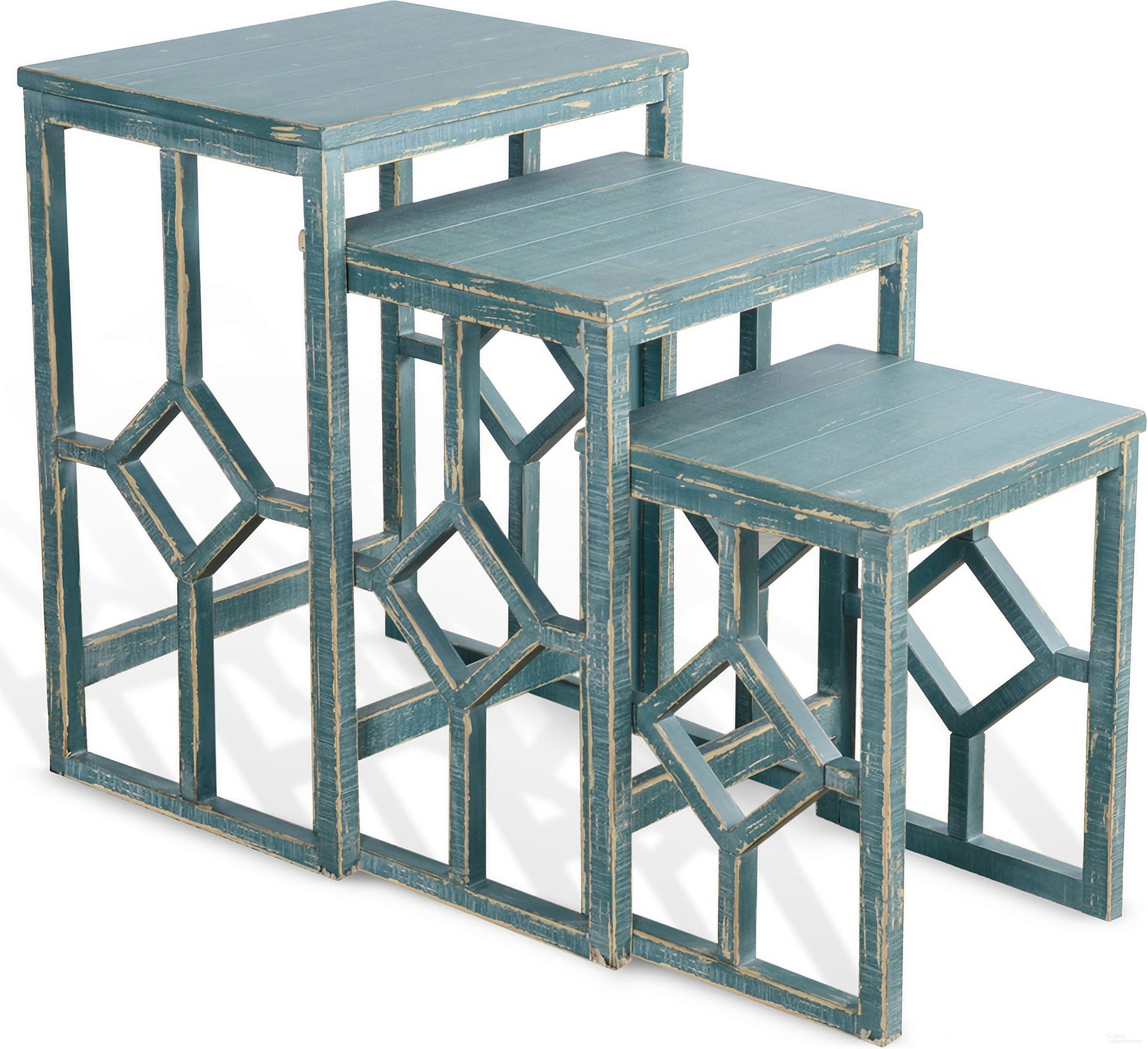 The appearance of Marina Nesting Table In Sea Grass designed by Sunny Designs in the modern / contemporary interior design. This seagrass piece of furniture  was selected by 1StopBedrooms from Marina Collection to add a touch of cosiness and style into your home. Sku: 2087SG. Material: Solid Wood.