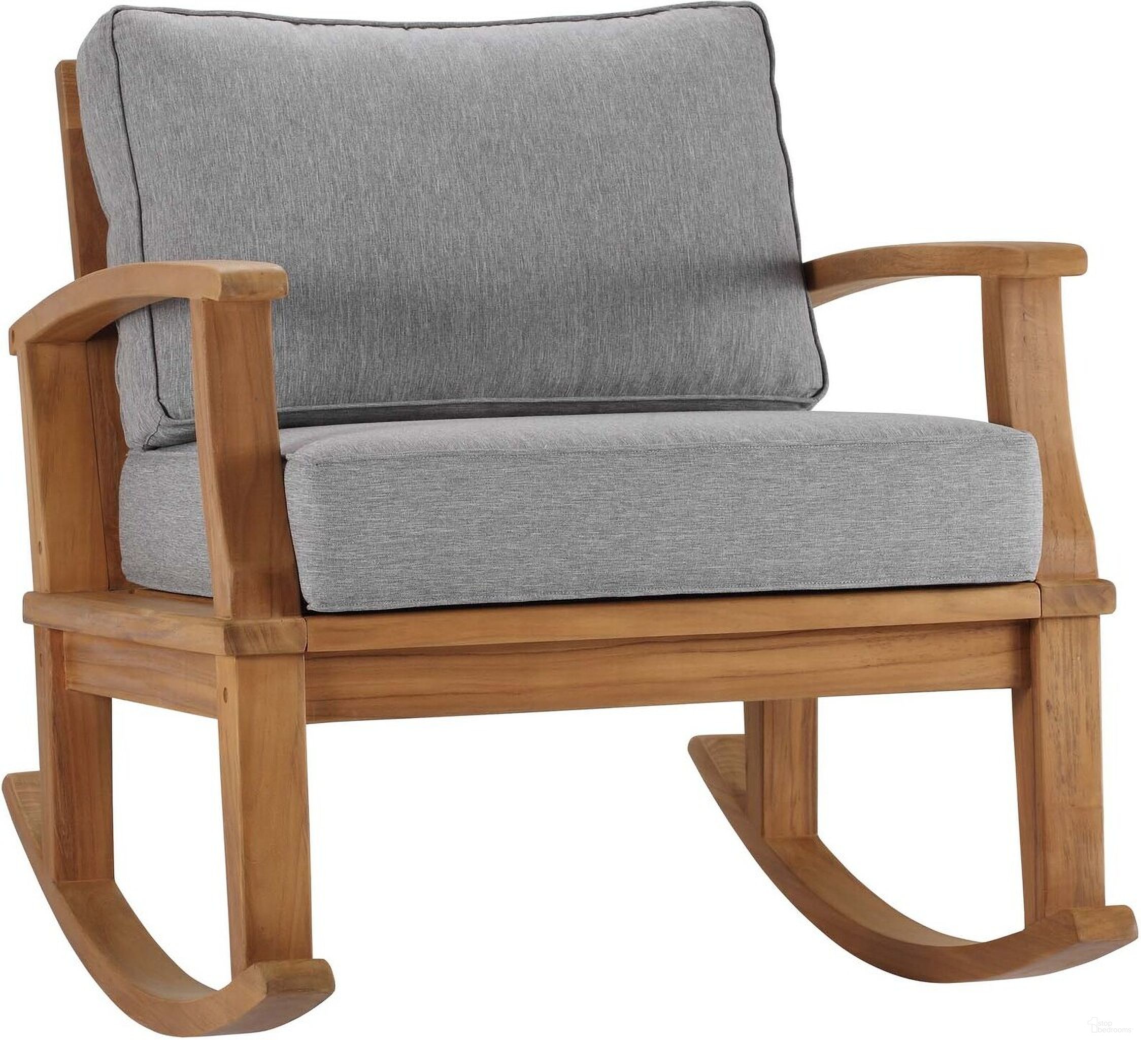 Marina Outdoor Patio Teak Rocking Chair In Natural and Gray