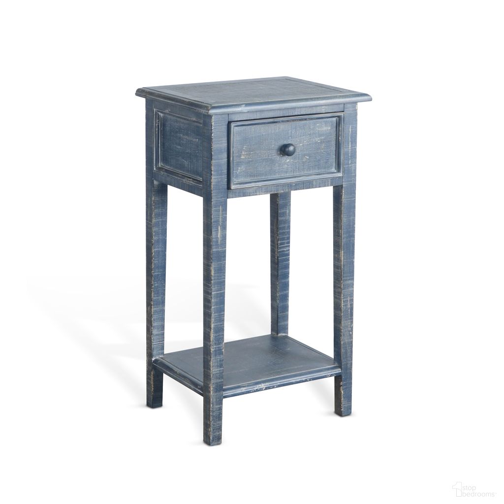 The appearance of Marina Side Table In Ocean Blue designed by Sunny Designs in the modern / contemporary interior design. This ocean blue piece of furniture was selected by 1StopBedrooms from Marina Collection to add a touch of cosiness and style into your home. Sku: 2090OB. Material: Solid Wood.