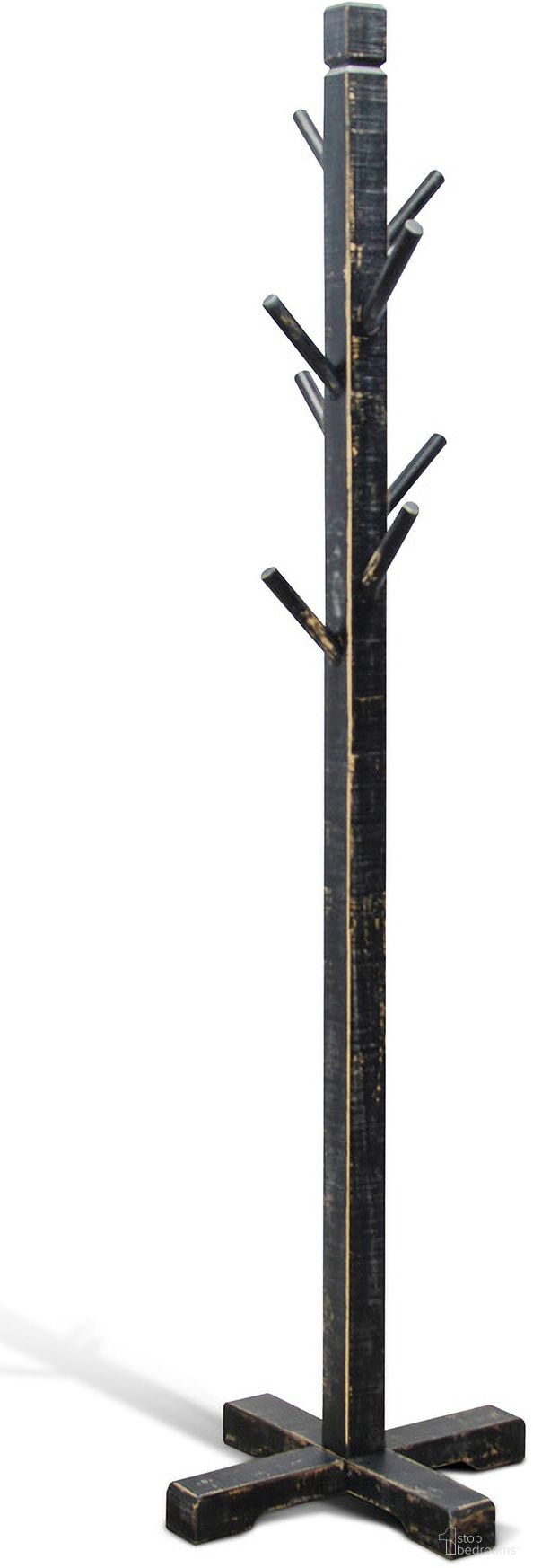 The appearance of Marina Solid Wood Hat Rack with 8-Prong Hooks In Sand Black designed by Sunny Designs in the modern / contemporary interior design. This black sand piece of furniture  was selected by 1StopBedrooms from Marina Collection to add a touch of cosiness and style into your home. Sku: 2113BS. Material: Solid Wood.