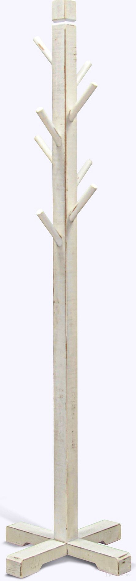 Marina Solid Wood Hat Rack with 8-Prong Hooks In White Sand