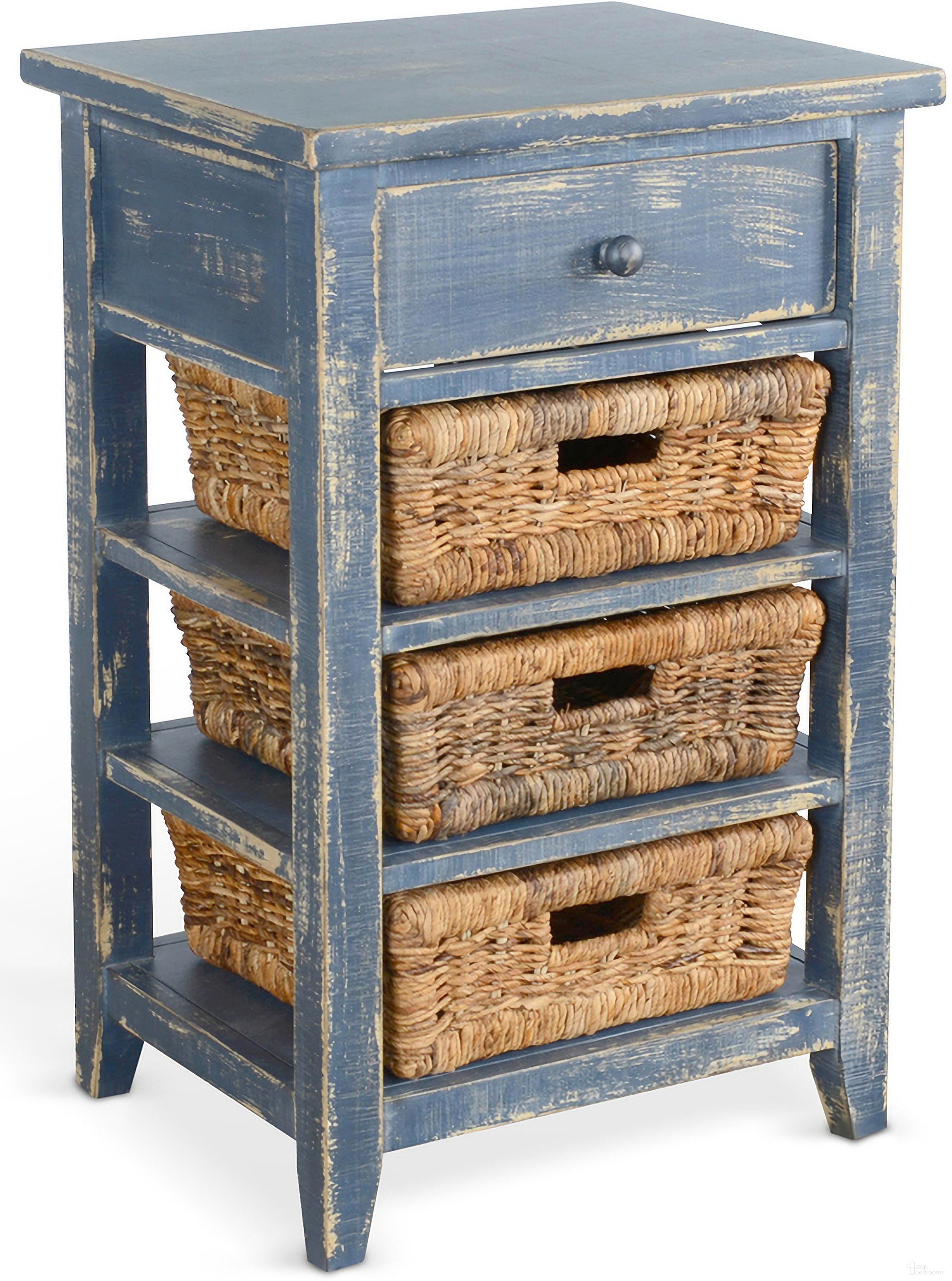 The appearance of Marina Storage Rack with Baskets In Ocean Blue designed by Sunny Designs in the modern / contemporary interior design. This ocean blue piece of furniture was selected by 1StopBedrooms from Marina Collection to add a touch of cosiness and style into your home. Sku: 2093OB. Material: Solid Wood.