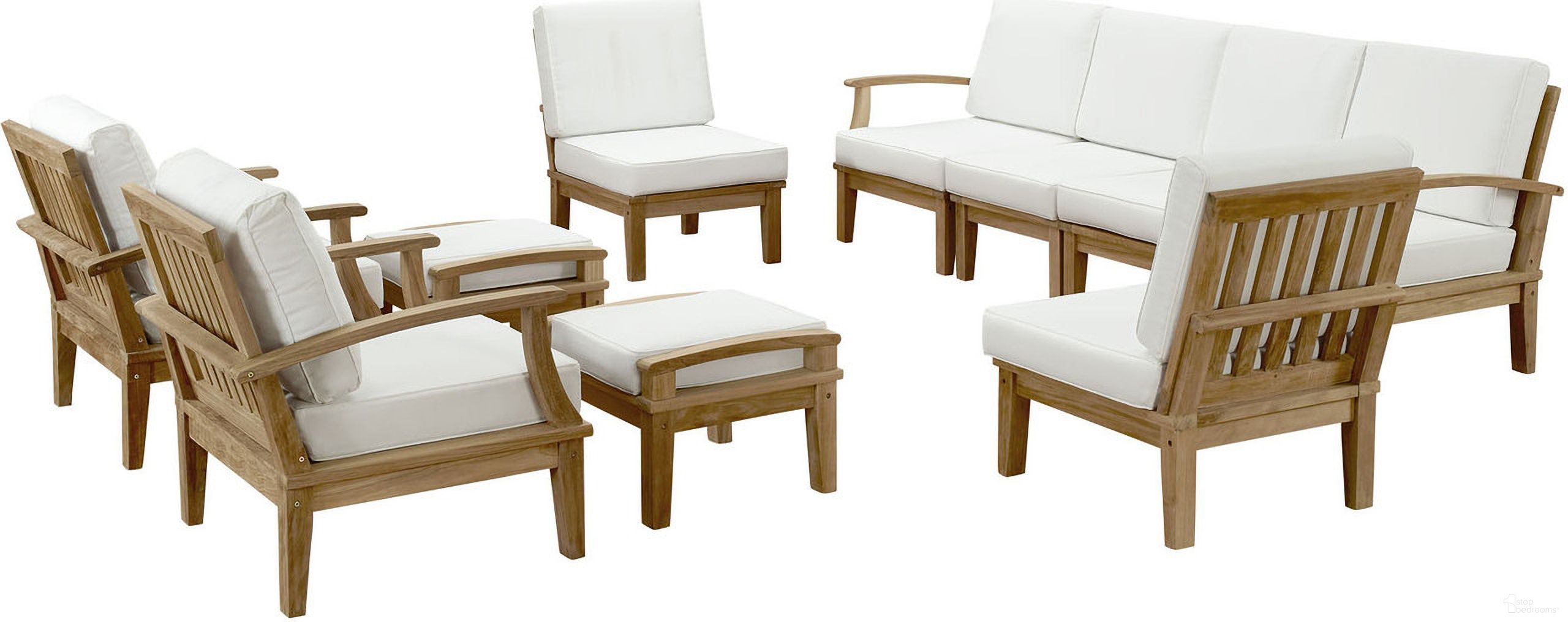 The appearance of Marina 10 Piece Outdoor Patio Teak Set In Natural and White designed by Modway in the modern / contemporary interior design. This natural and white piece of furniture was selected by 1StopBedrooms from Marina Collection to add a touch of cosiness and style into your home. Sku: EEI-1143-CUSHION-R;EEI-1143-NAT-WHI;EEI-1148-NAT;EEI-1149-NAT;EEI-1150-NAT;EEI-1152-CUSHION-R;EEI-1152-NAT-WHI;EEI-1143-CUSHION-R;EEI-1143-NAT-WHI;EEI-1150-NAT;EEI-1152-CUSHION-R;EEI-1152-NAT-WHI;EEI-1143-CUSHION-R;EEI-1150-NAT;EEI-1143-CUSHION-R;EEI-1150. Material: Wood.