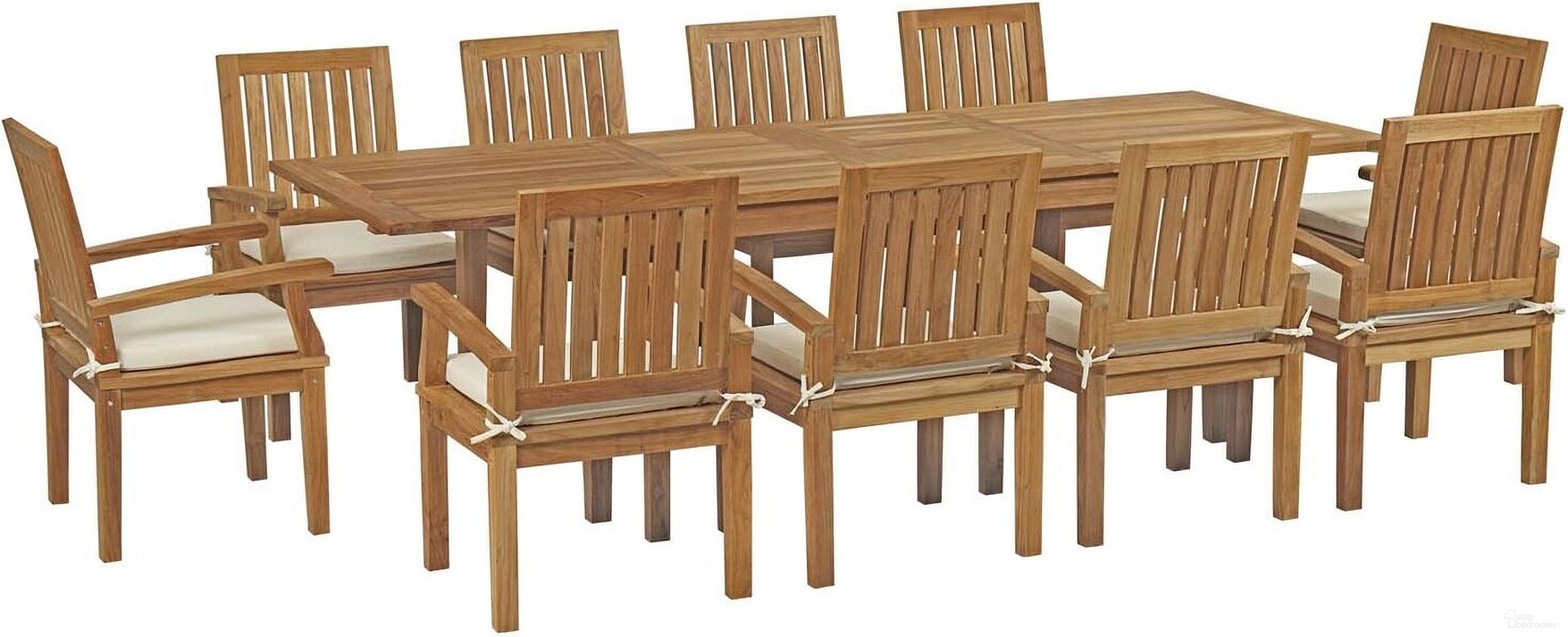 The appearance of Marina 11 Piece Outdoor Patio Teak Dining Set In Natural and White designed by Modway in the modern / contemporary interior design. This natural and white piece of furniture  was selected by 1StopBedrooms from Marina Collection to add a touch of cosiness and style into your home. Sku: EEI-2701-NAT-WHI;EEI-2714-NAT;EEI-2701-NAT-WHI;EEI-2701-NAT-WHI;EEI-2701-NAT-WHI;EEI-2701-NAT-WHI;EEI-2701-NAT-WHI;EEI-2701-NAT-WHI;EEI-2701-NAT-WHI;EEI-2701-NAT-WHI;EEI-2701-NAT-WHI. Material: Wood.