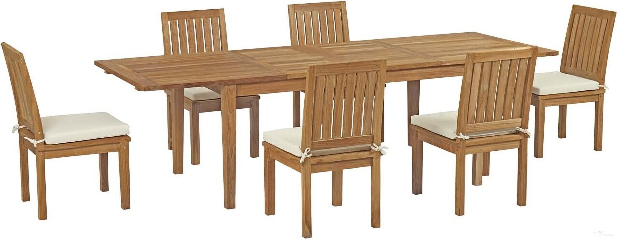 The appearance of Marina 7 Piece Outdoor Patio Teak Dining Set In Natural and White designed by Modway in the modern / contemporary interior design. This natural and white piece of furniture was selected by 1StopBedrooms from Marina Collection to add a touch of cosiness and style into your home. Sku: EEI-2700-NAT-WHI;EEI-2714-NAT;EEI-2700-NAT-WHI;EEI-2700-NAT-WHI;EEI-2700-NAT-WHI;EEI-2700-NAT-WHI;EEI-2700-NAT-WHI. Material: Wood.
