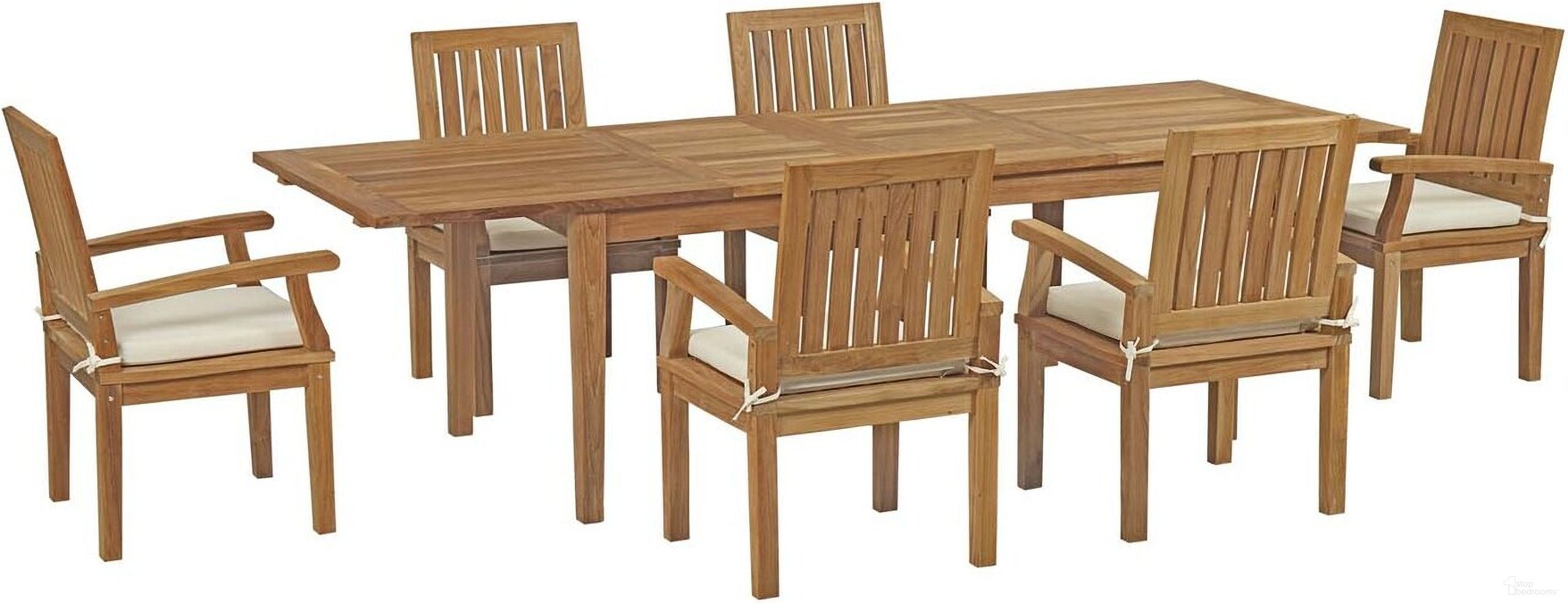 The appearance of Marina 7 Piece Outdoor Patio Teak Dining Set In Natural and White designed by Modway in the modern / contemporary interior design. This natural and white piece of furniture was selected by 1StopBedrooms from Marina Collection to add a touch of cosiness and style into your home. Sku: EEI-2701-NAT-WHI;EEI-2714-NAT;EEI-2701-NAT-WHI;EEI-2701-NAT-WHI;EEI-2701-NAT-WHI;EEI-2701-NAT-WHI;EEI-2701-NAT-WHI. Material: Wood.