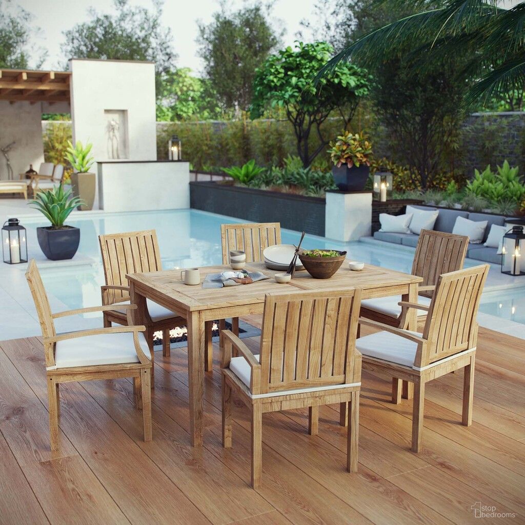 The appearance of Marina 7 Piece Outdoor Patio Teak Dining Set In Natural and White designed by Modway in the modern / contemporary interior design. This natural and white piece of furniture was selected by 1StopBedrooms from Marina Collection to add a touch of cosiness and style into your home. Sku: EEI-2701-NAT-WHI;EEI-2716-NAT;EEI-2701-NAT-WHI;EEI-2701-NAT-WHI;EEI-2701-NAT-WHI;EEI-2701-NAT-WHI;EEI-2701-NAT-WHI. Material: Wood.
