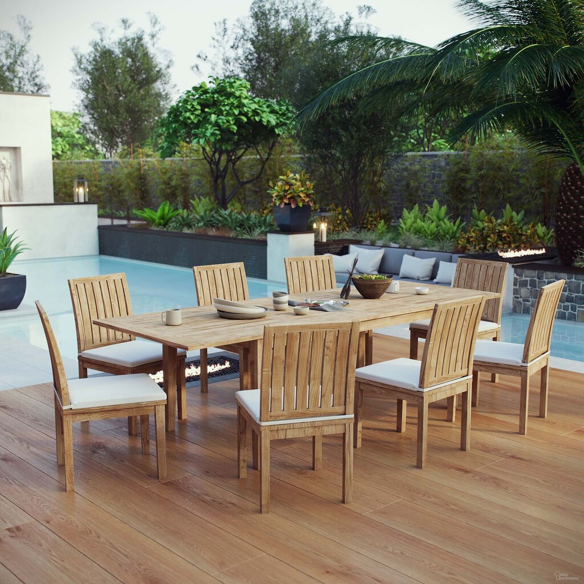 The appearance of Marina 9 Piece Outdoor Patio Teak Dining Set In Natural and White designed by Modway in the modern / contemporary interior design. This natural and white piece of furniture was selected by 1StopBedrooms from Marina Collection to add a touch of cosiness and style into your home. Sku: EEI-2700-NAT-WHI;EEI-2714-NAT;EEI-2700-NAT-WHI;EEI-2700-NAT-WHI;EEI-2700-NAT-WHI;EEI-2700-NAT-WHI;EEI-2700-NAT-WHI;EEI-2700-NAT-WHI;EEI-2700-NAT-WHI. Material: Wood.