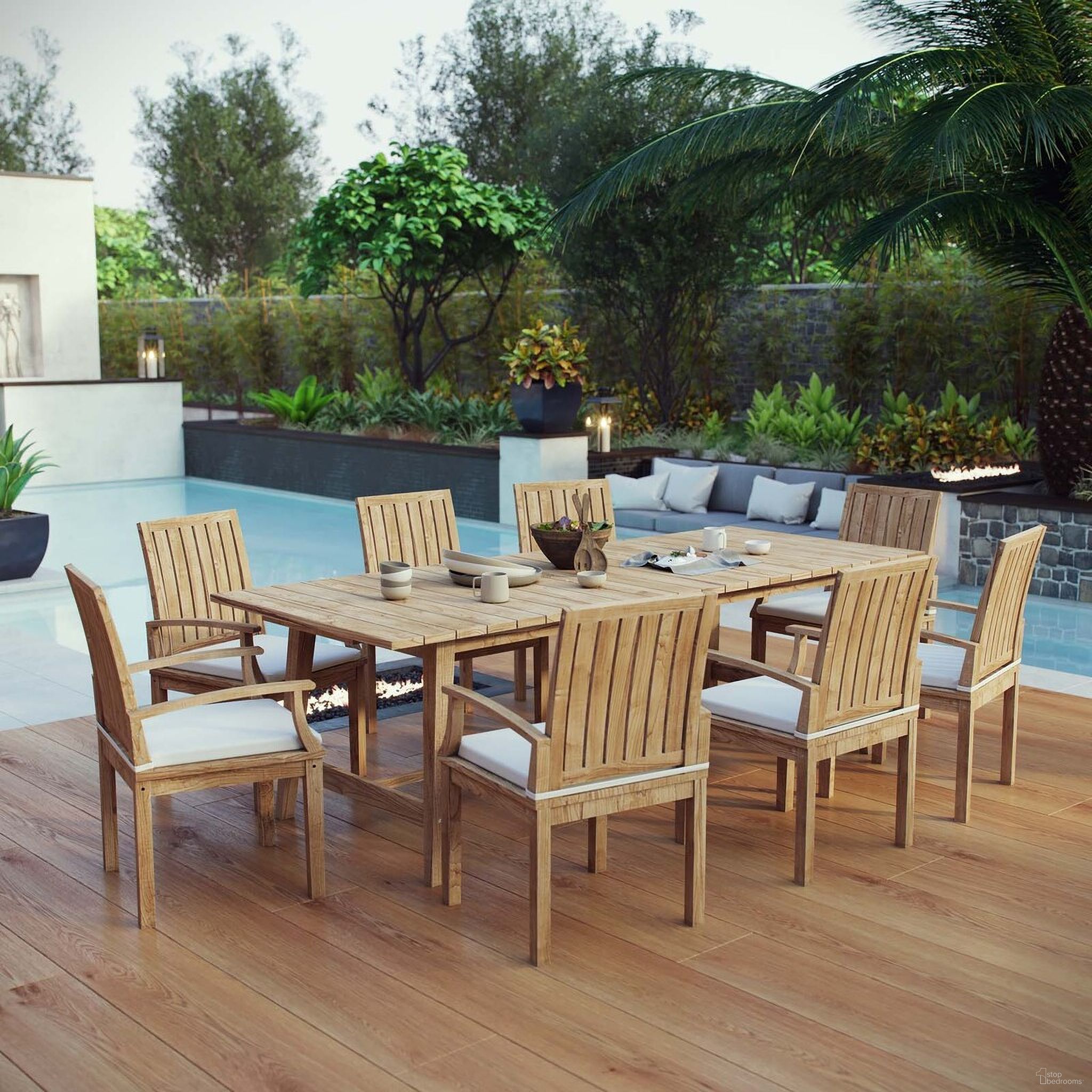 The appearance of Marina 9 Piece Outdoor Patio Teak Dining Set In Natural and White designed by Modway in the modern / contemporary interior design. This natural and white piece of furniture  was selected by 1StopBedrooms from Marina Collection to add a touch of cosiness and style into your home. Sku: EEI-2701-NAT-WHI;EEI-2713-NAT;EEI-2701-NAT-WHI;EEI-2701-NAT-WHI;EEI-2701-NAT-WHI;EEI-2701-NAT-WHI;EEI-2701-NAT-WHI;EEI-2701-NAT-WHI;EEI-2701-NAT-WHI. Material: Wood.