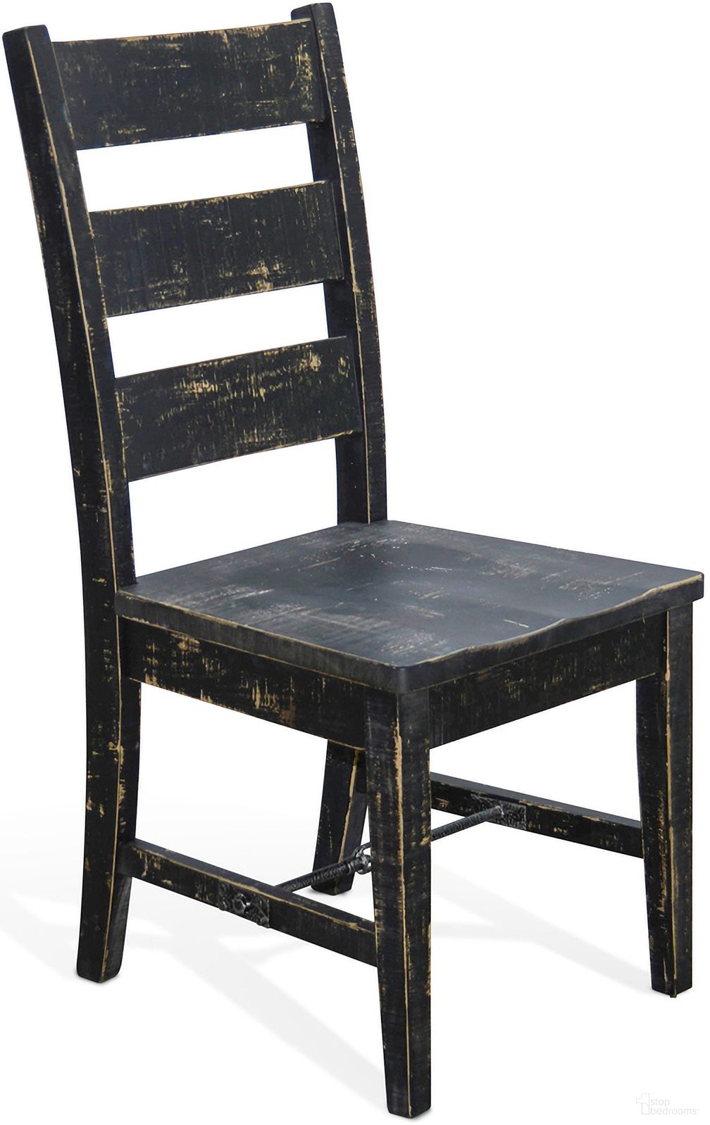 The appearance of Marina Ladderback Chair with Turnbuckle and Wood Seat Set of 2 In Black Sand designed by Sunny Designs in the traditional interior design. This black sand piece of furniture  was selected by 1StopBedrooms from Marina Collection to add a touch of cosiness and style into your home. Sku: 1508BS-T. Material: Solid Wood. Chair Type: Side Chair.