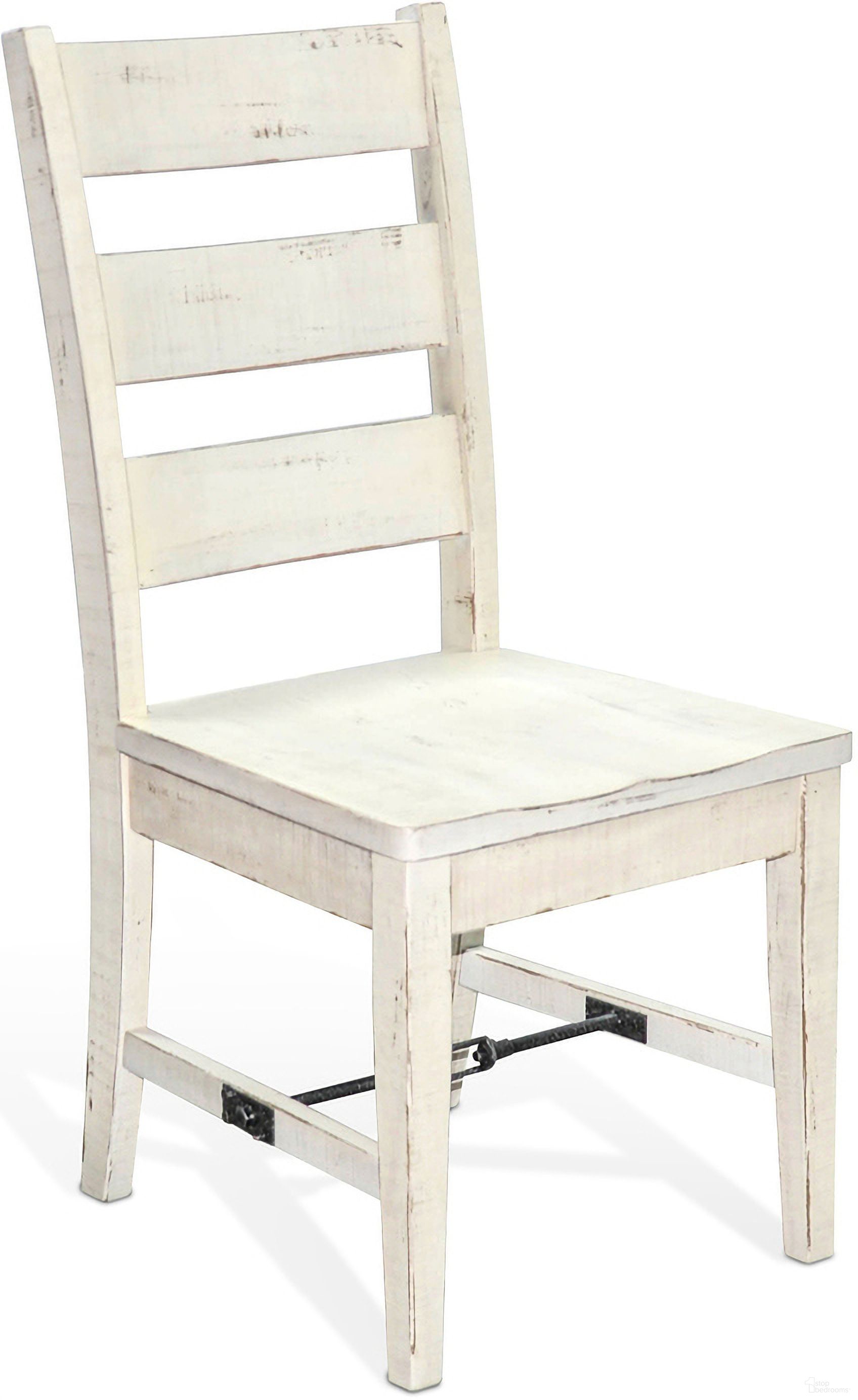 The appearance of Marina Ladderback Chair with Turnbuckle and Wood Seat Set of 2 In White Sand designed by Sunny Designs in the traditional interior design. This white sand piece of furniture was selected by 1StopBedrooms from Marina Collection to add a touch of cosiness and style into your home. Sku: 1508WS-T. Material: Solid Wood. Chair Type: Side Chair.