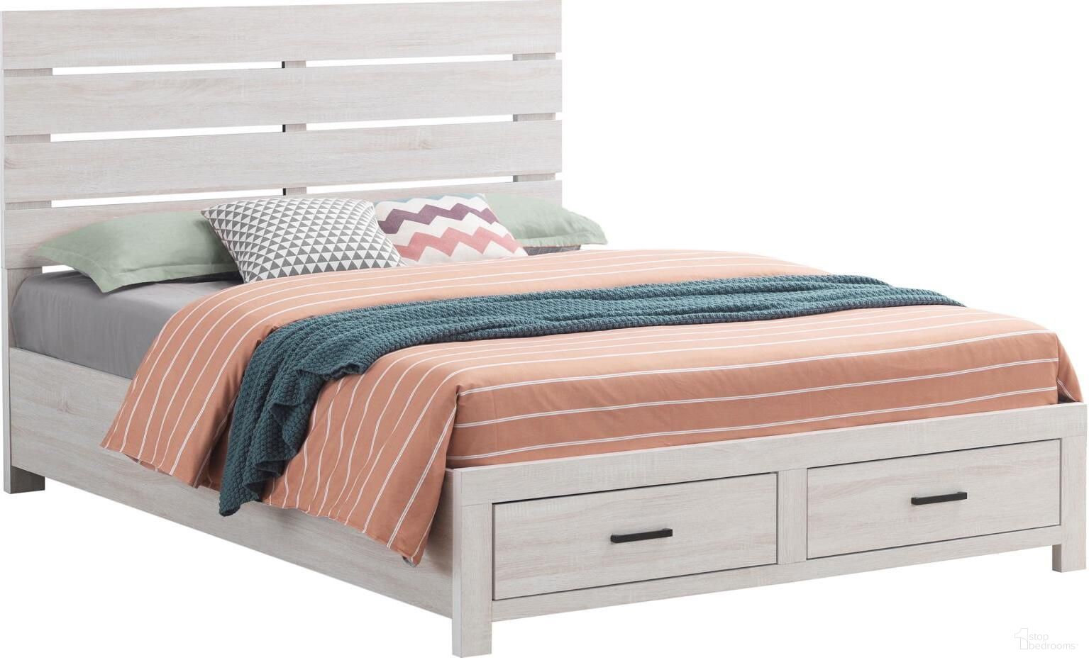 The appearance of Brantford Queen Storage Bed Coastal White designed by Coaster in the country / farmhouse interior design. This white piece of furniture  was selected by 1StopBedrooms from Brantford Collection to add a touch of cosiness and style into your home. Sku: 207050QB1;207050QB2. Bed Type: Storage Bed. Material: Wood. Bed Size: Queen.