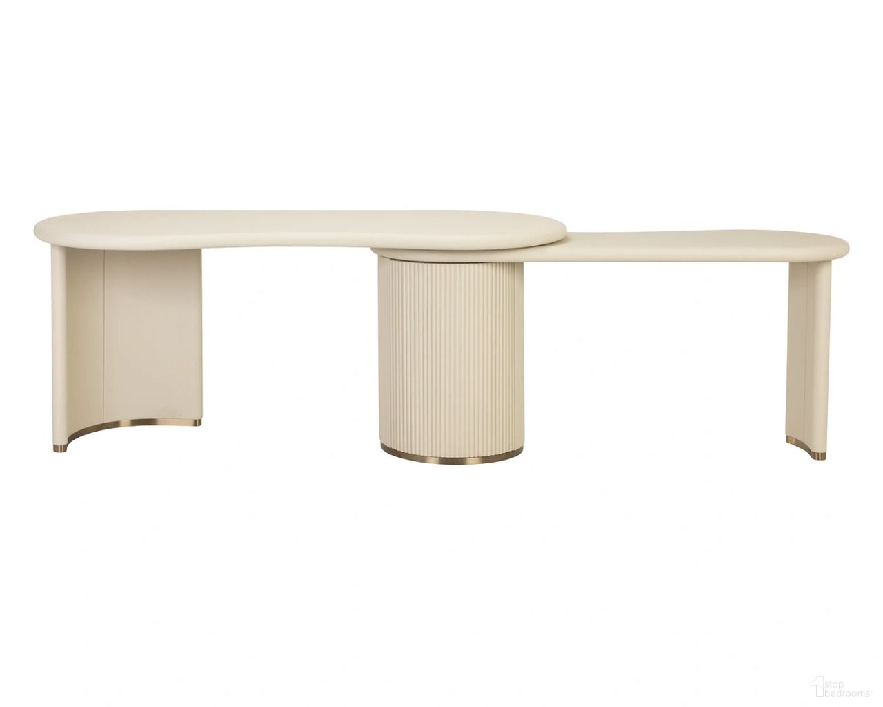 Mariposa Desk In Antique Brass and Cream