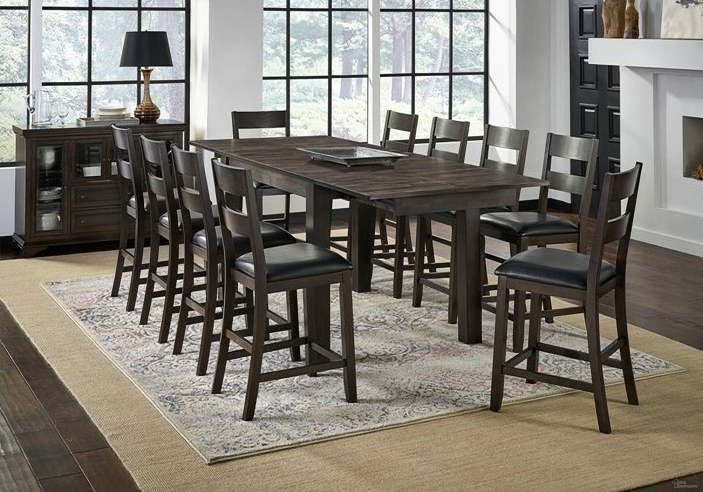 The appearance of Mariposa Dining Set In Warm Grey designed by A-America in the transitional interior design. This warm grey piece of furniture was selected by 1StopBedrooms from Mariposa Collection to add a touch of cosiness and style into your home. Sku: MRPWG601B;MRPWG601T;MRPWG3552. Table Base Style: Legs. Table Top Shape: Square. Material: Rubberwood. Size: 54" x 36".