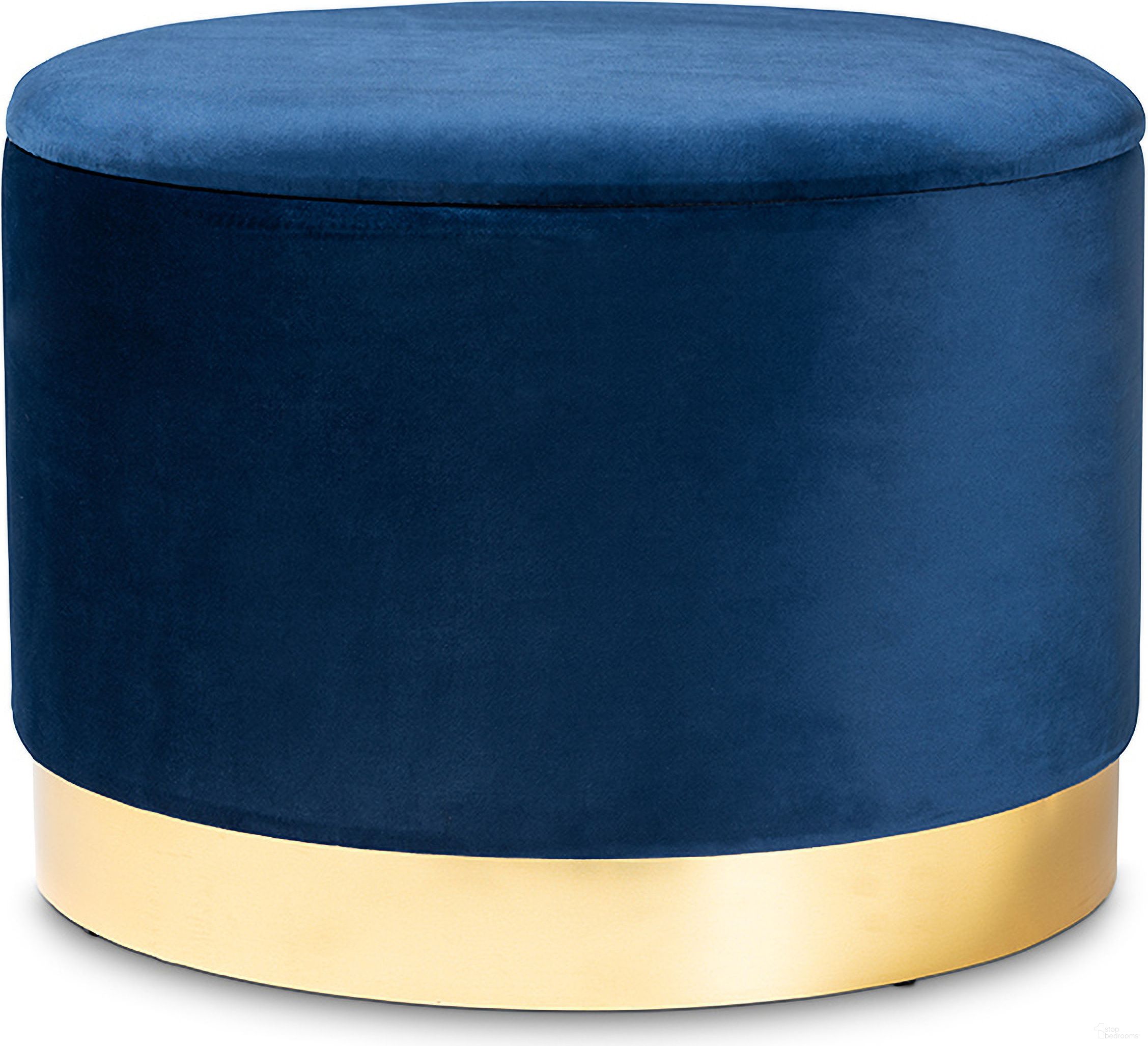 The appearance of Marisa Glam And Luxe Navy Blue Velvet Fabric Upholstered Gold Finished Storage Ottoman designed by Baxton Studio in the glam interior design. This navy blue piece of furniture was selected by 1StopBedrooms from Marisa Collection to add a touch of cosiness and style into your home. Sku: JY19A221-Navy/Gold-Otto. Material: Velvet.