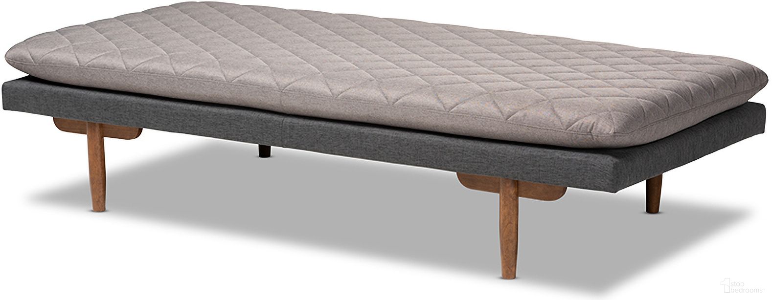 The appearance of Marit Mid-Century Modern Two-Tone Grey Fabric Upholstered Walnut Finished Wood Daybed designed by Baxton Studio in the transitional interior design. This light grey piece of furniture was selected by 1StopBedrooms from Marit Collection to add a touch of cosiness and style into your home. Sku: BBT6812-Grey/Dark Grey/Walnut-Daybed. Bed Type: Daybed. Material: Rubberwood.