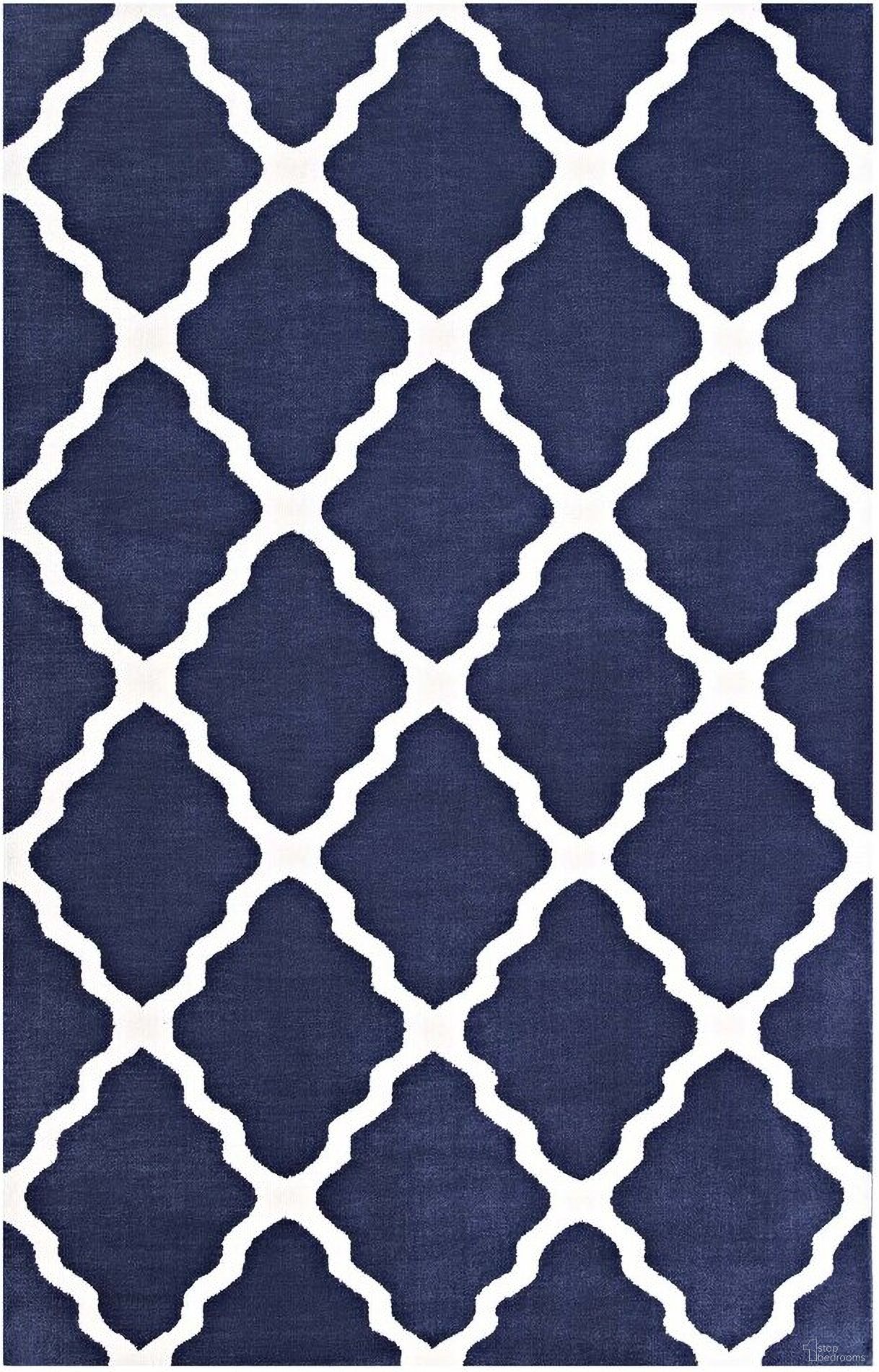 Marja Moroccan Trellis 5X8 Area Rug In Navy and Ivory