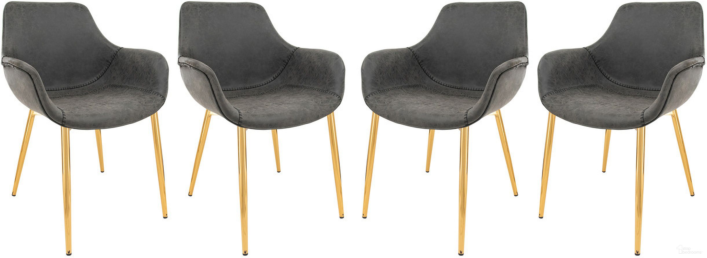 The appearance of Markley Leather Dining Arm Chair Set of 4 In Charcoal Black designed by LeisureMod in the modern / contemporary interior design. This black charcoal piece of furniture was selected by 1StopBedrooms from Markley Collection to add a touch of cosiness and style into your home. Sku: ECG26BL4. Material: Faux Leather. Chair Type: Arm Chair.