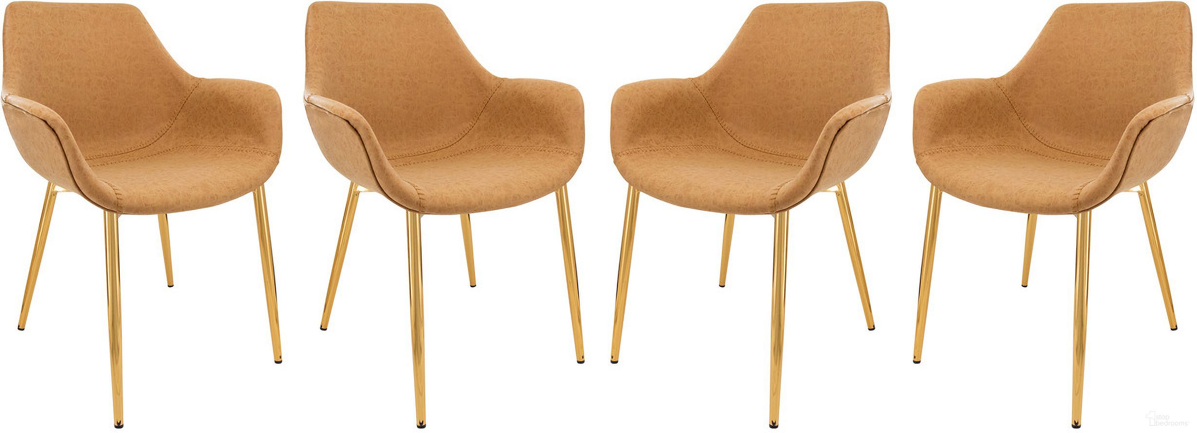 The appearance of Markley Leather Dining Arm Chair Set of 4 In Light Brown designed by LeisureMod in the modern / contemporary interior design. This light brown piece of furniture was selected by 1StopBedrooms from Markley Collection to add a touch of cosiness and style into your home. Sku: ECG26BR4. Material: Faux Leather. Chair Type: Arm Chair.