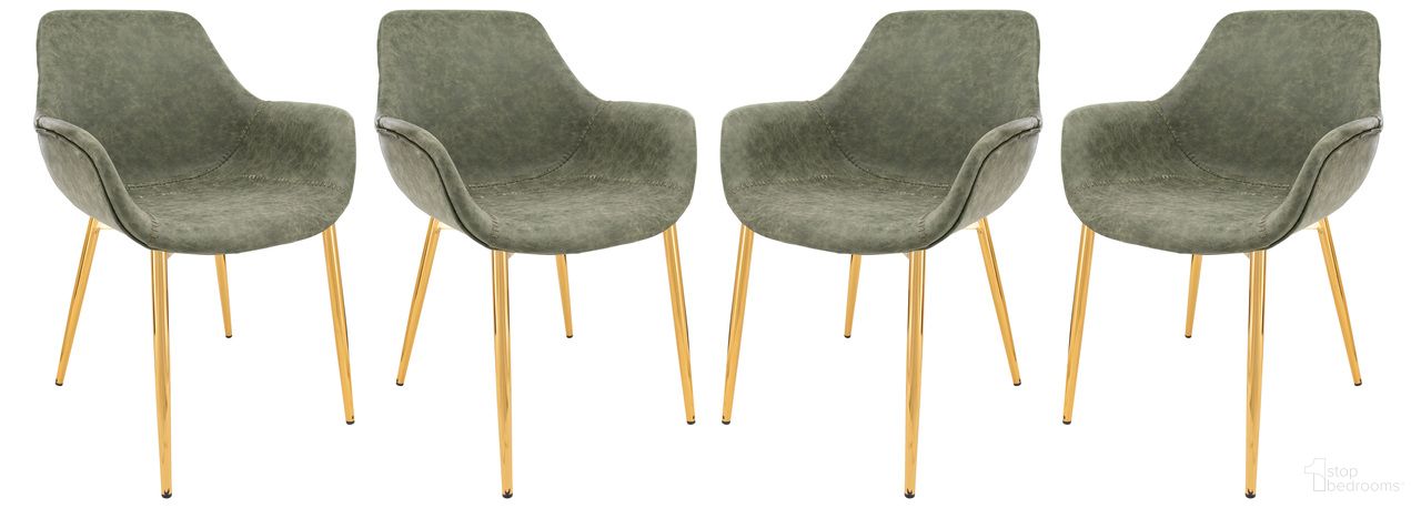 The appearance of Markley Leather Dining Arm Chair Set of 4 In Olive Green designed by LeisureMod in the modern / contemporary interior design. This olive green piece of furniture  was selected by 1StopBedrooms from Markley Collection to add a touch of cosiness and style into your home. Sku: ECG26G4. Material: Faux Leather. Chair Type: Arm Chair.