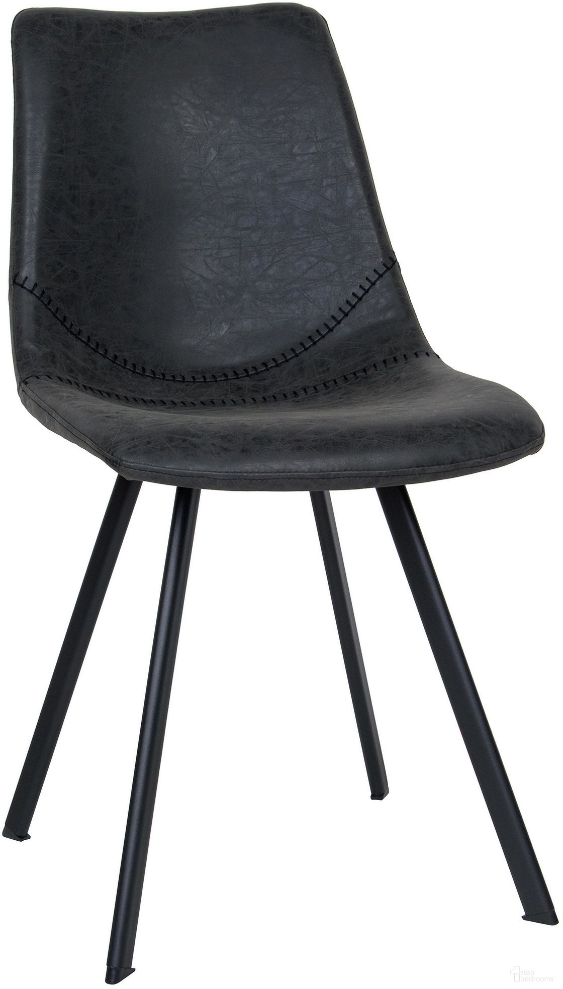 The appearance of Markley Modern Leather Dining Chair With Metal Legs In Charcoal Black designed by LeisureMod in the modern / contemporary interior design. This black charcoal piece of furniture  was selected by 1StopBedrooms from Markley Collection to add a touch of cosiness and style into your home. Sku: MC18BL. Material: PU. Chair Type: Side Chair.