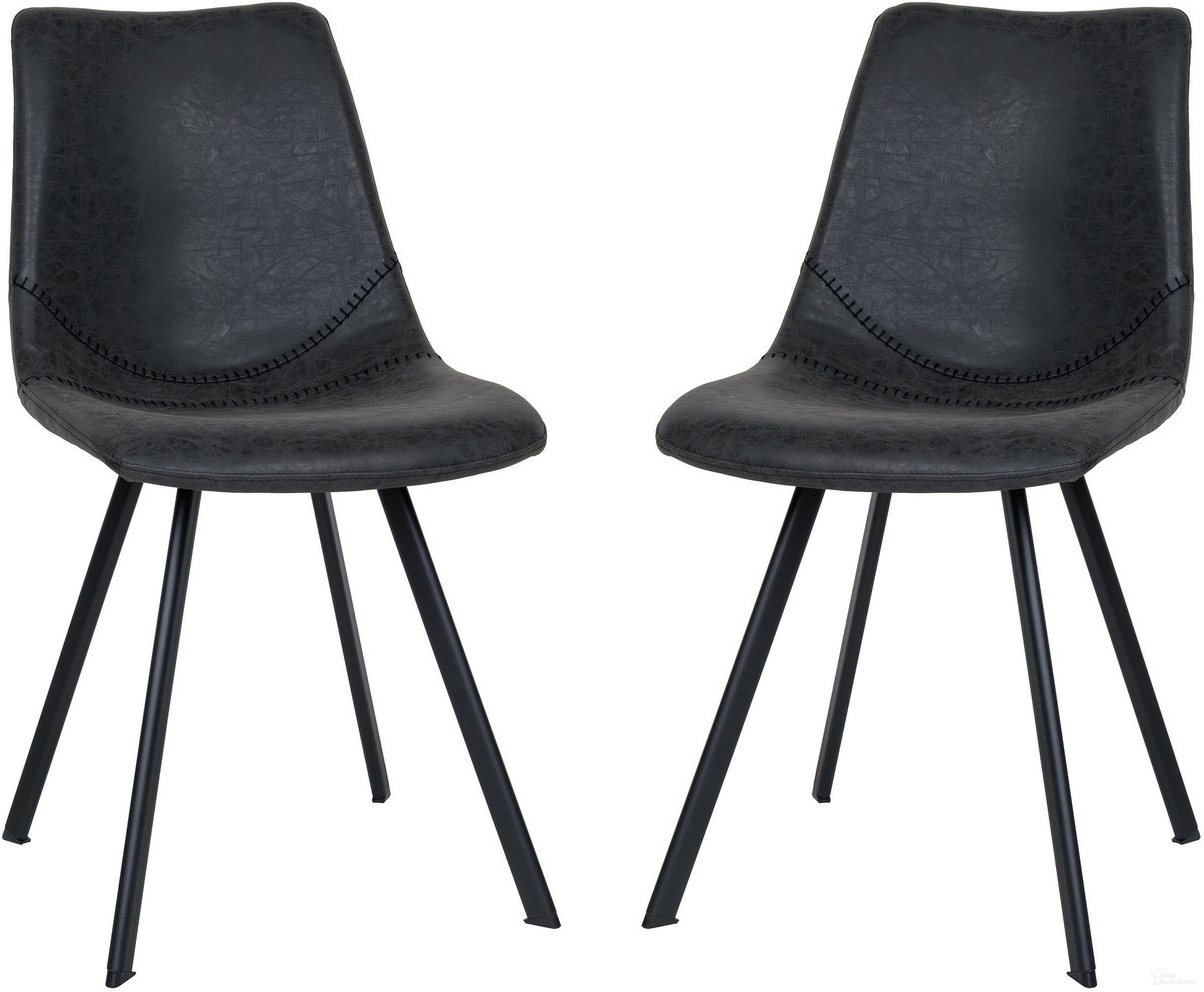 The appearance of Markley Modern Leather Dining Chair With Metal Legs Set of 2 In Charcoal Black designed by LeisureMod in the modern / contemporary interior design. This black charcoal piece of furniture was selected by 1StopBedrooms from Markley Collection to add a touch of cosiness and style into your home. Sku: MC18BL2. Material: PU. Chair Type: Side Chair.