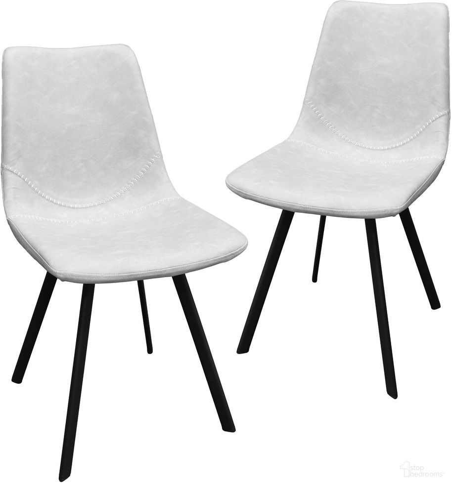 Markley Leather Dining Chair Set of 2 In Light Grey