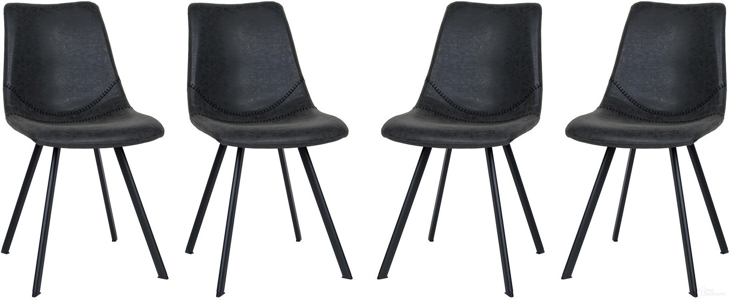 The appearance of Markley Modern Leather Dining Chair With Metal Legs Set of 4 In Charcoal Black designed by LeisureMod in the modern / contemporary interior design. This black charcoal piece of furniture was selected by 1StopBedrooms from Markley Collection to add a touch of cosiness and style into your home. Sku: MC18BL4. Material: PU. Chair Type: Side Chair.