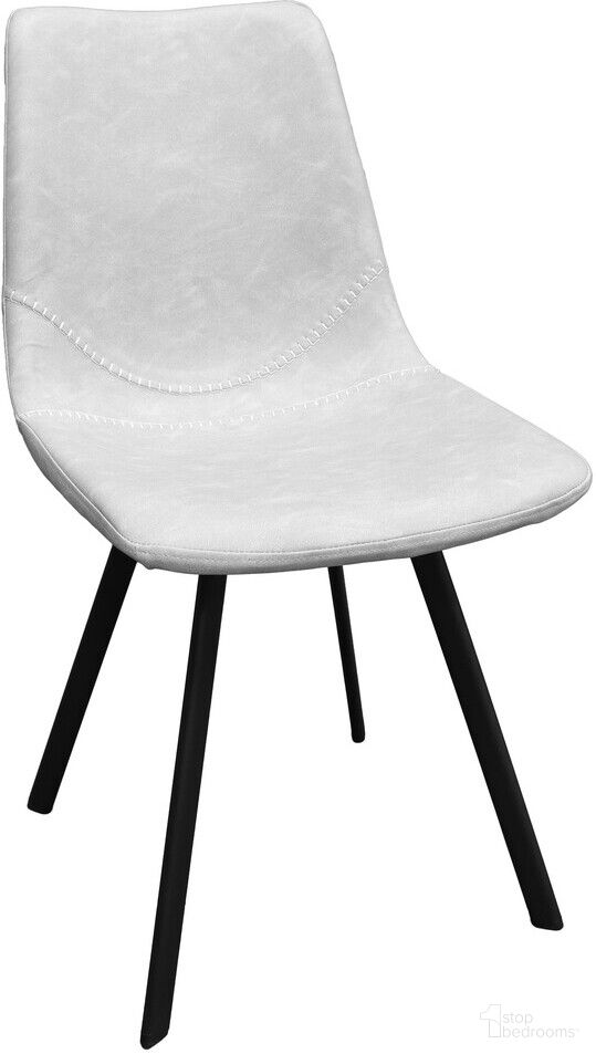 Markley Leather Dining Chair In Light Grey