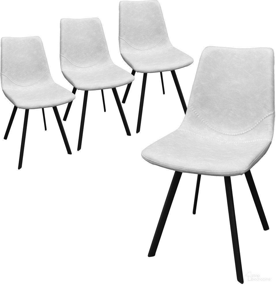 Markley Leather Dining Chair Set of 4 In Light Grey