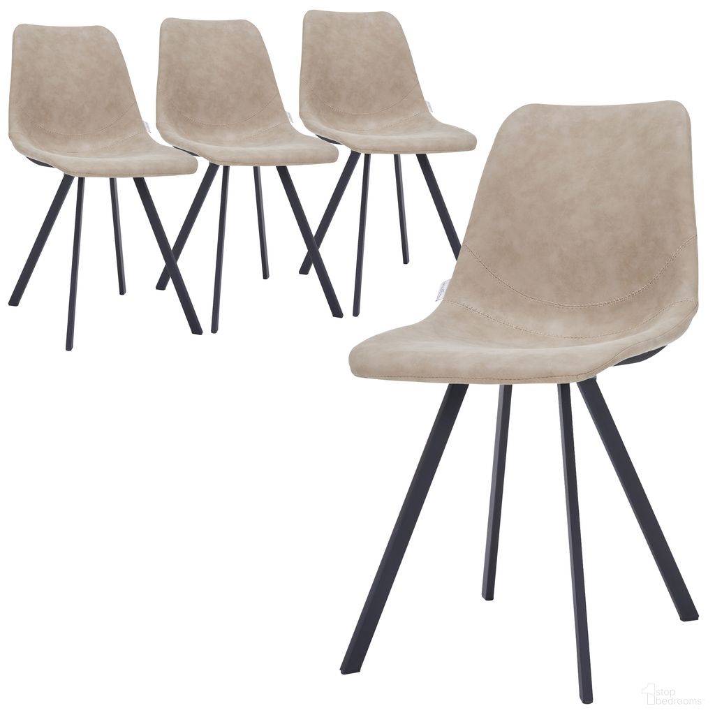 Markly Modern Leather Dining Chair Set of 4 with Metal Legs In Taupe